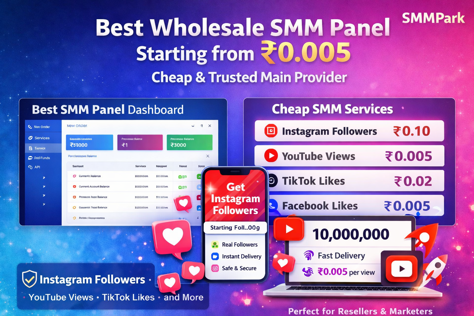 Best Wholesale SMM Panel Starting from ₹0.005 – Cheap & Trusted Main SMM Provider | SMMPark