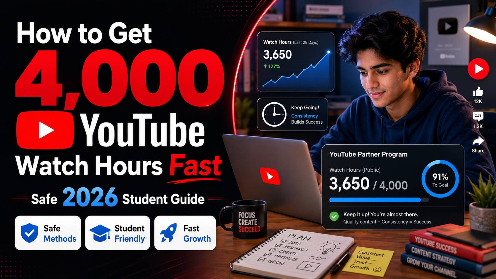 How to Get 4,000 YouTube Watch Hours Fast: Safe 2026 Student Guide