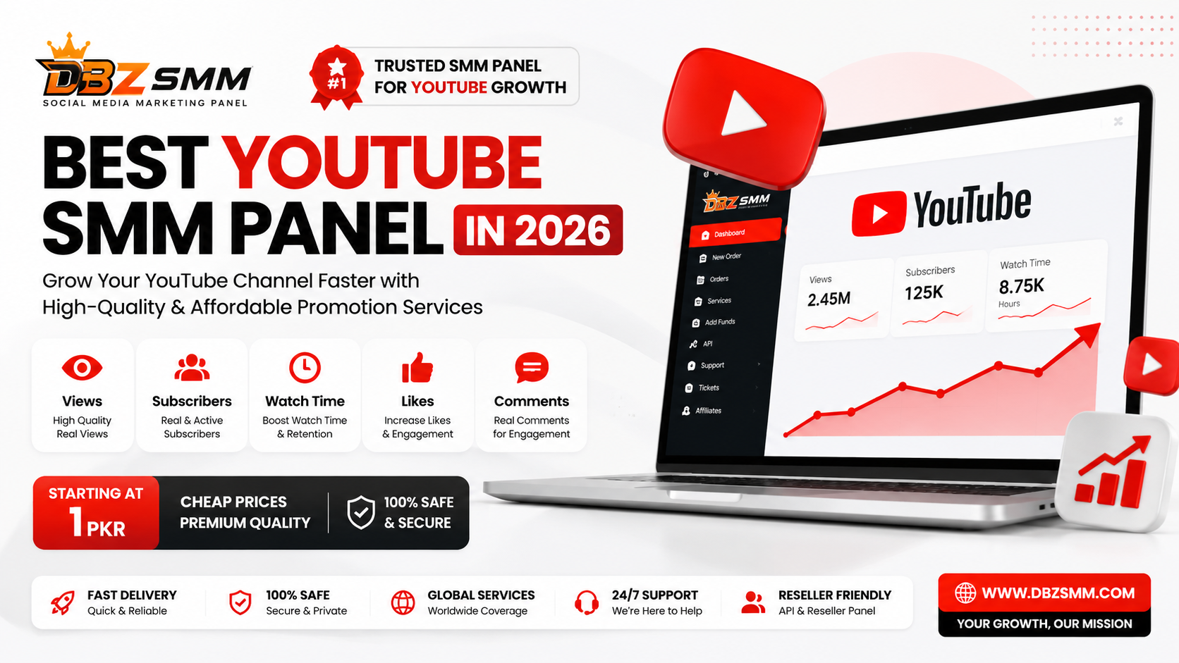 Best YouTube SMM Panel in 2026 - Buy YouTube Views, Subscribers & Watch Time