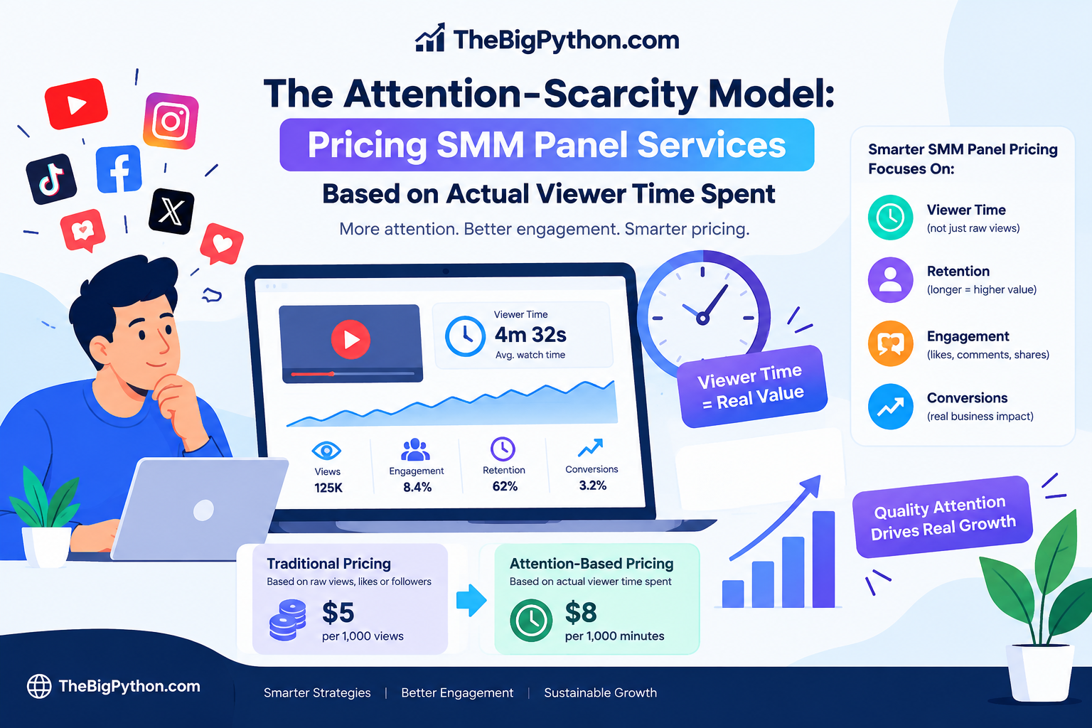The Attention-Scarcity Model: Pricing SMM Panel Services Based on Actual Viewer Time Spent