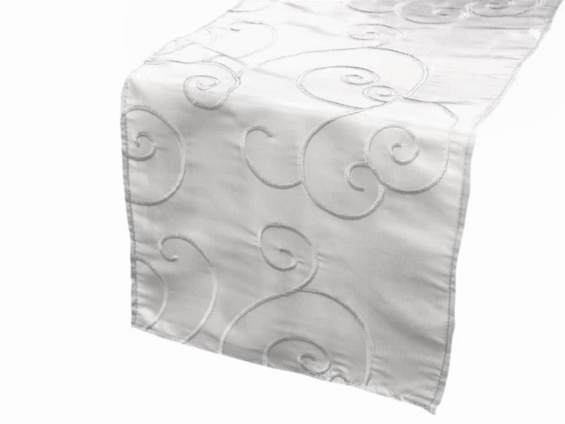 White Satin Swirl Runner