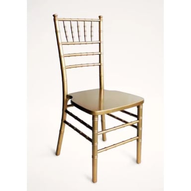 A wooden chair with a metal back and seat