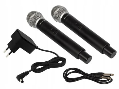 A couple of microphones sitting next to each other