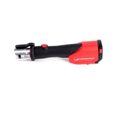 A red and black tool on a white background