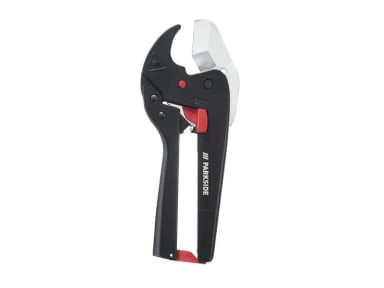 A black and red pliers with a red handle