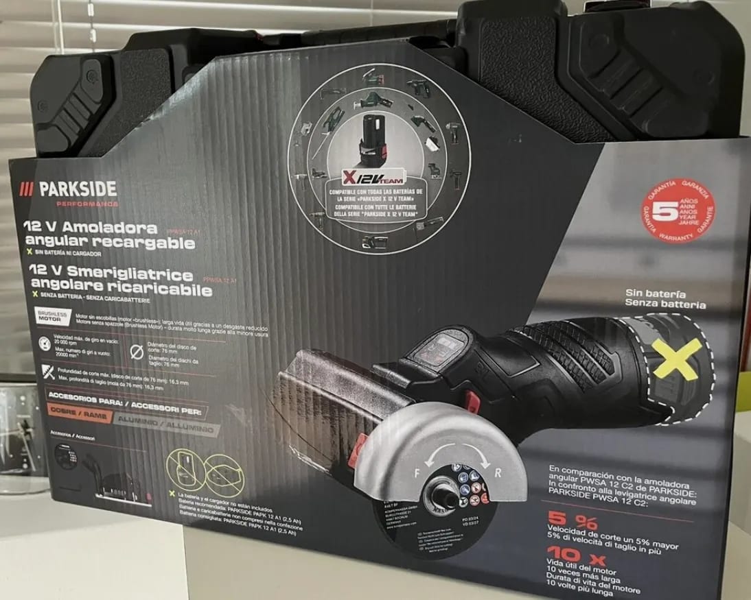 A box with a power tool inside of it