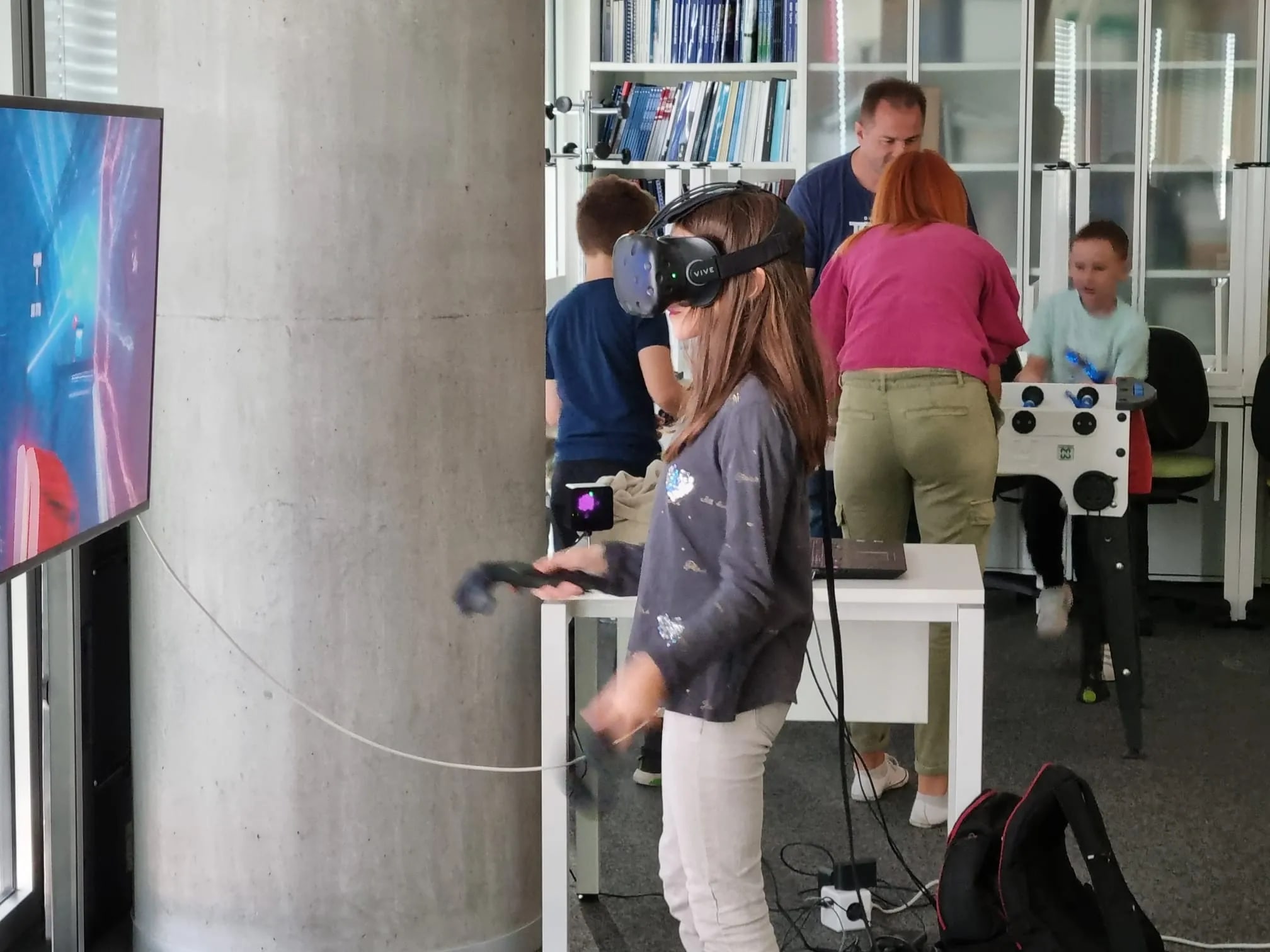 A group of people playing a video game