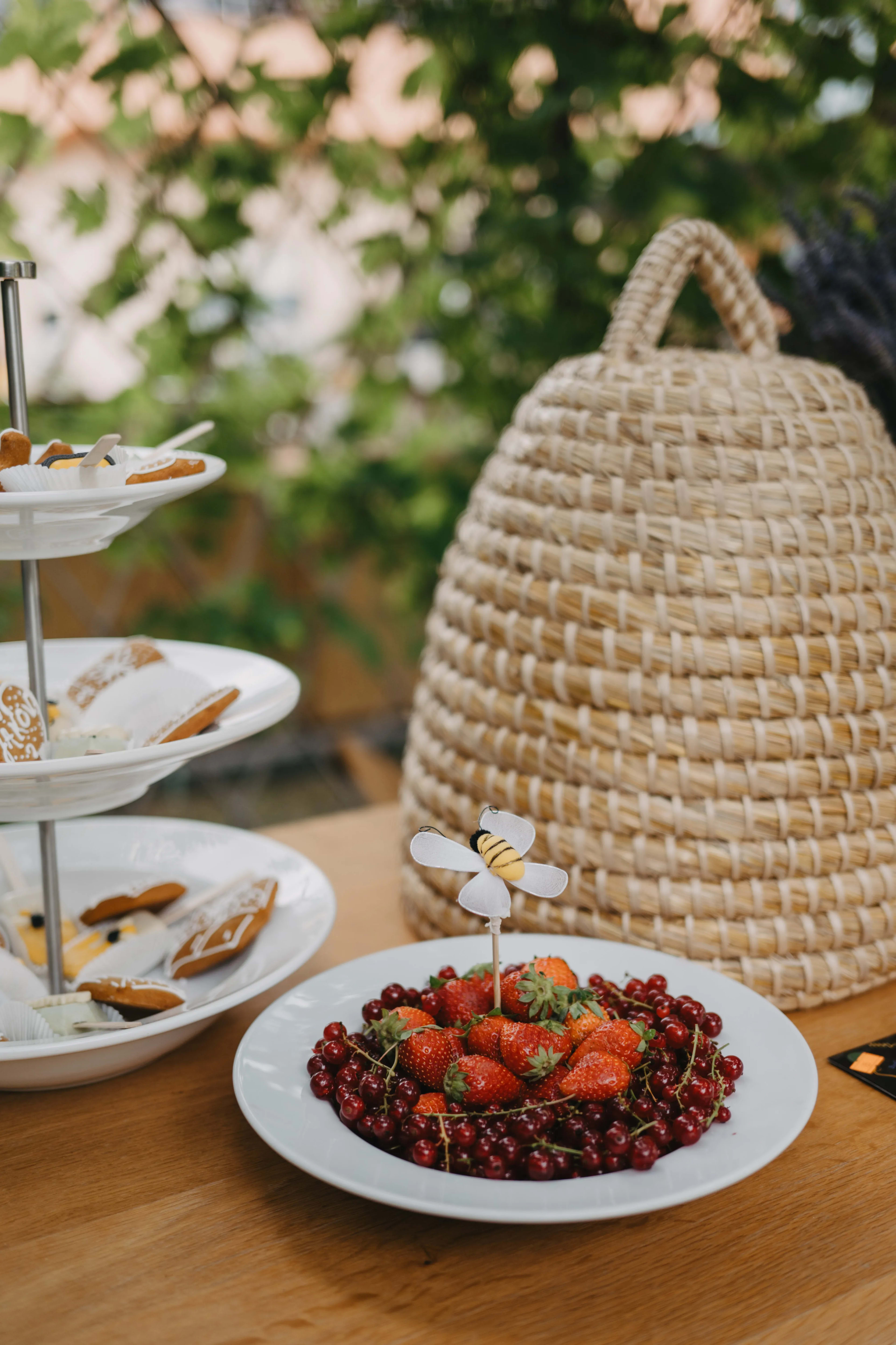 A plate of food sitting on top of a table