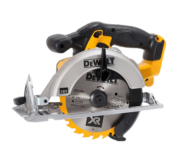 A dew dew circular saw on a black background