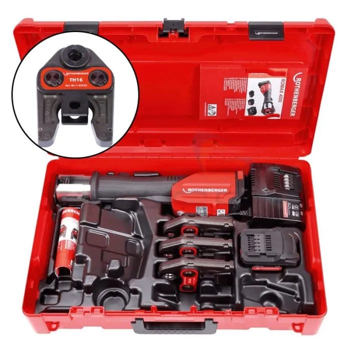 A red tool box with tools inside of it