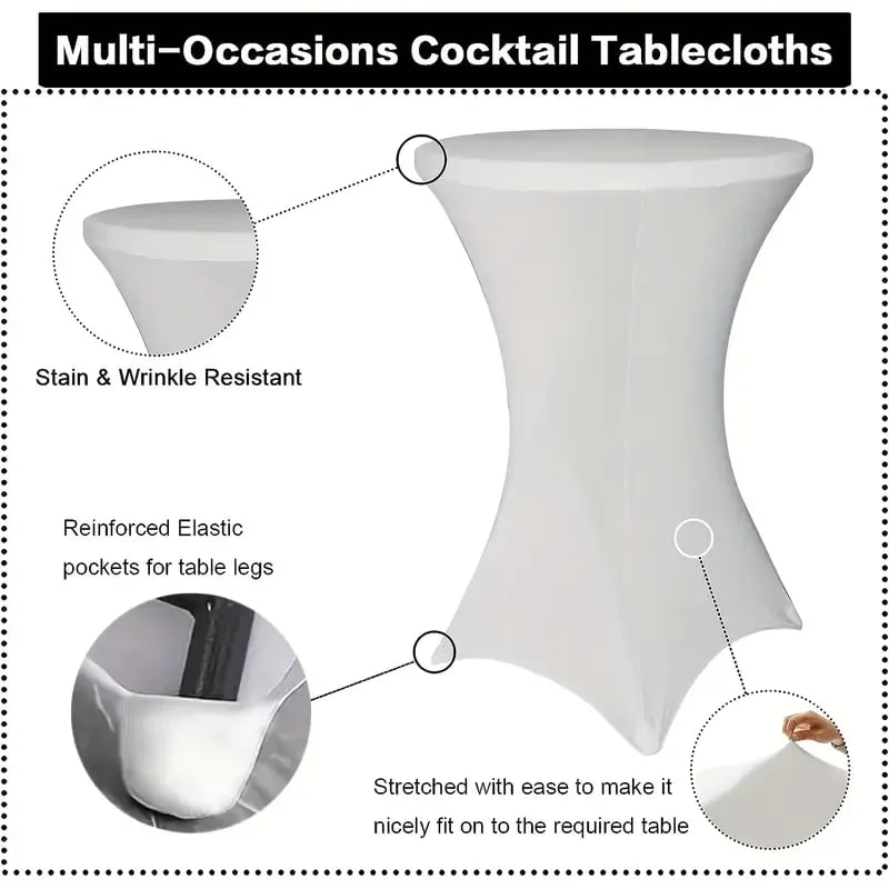 A white table cloth with instructions to make it look like a cocktail table