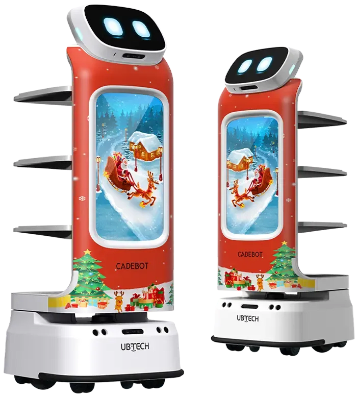 A red and white machine with a santa clause on it