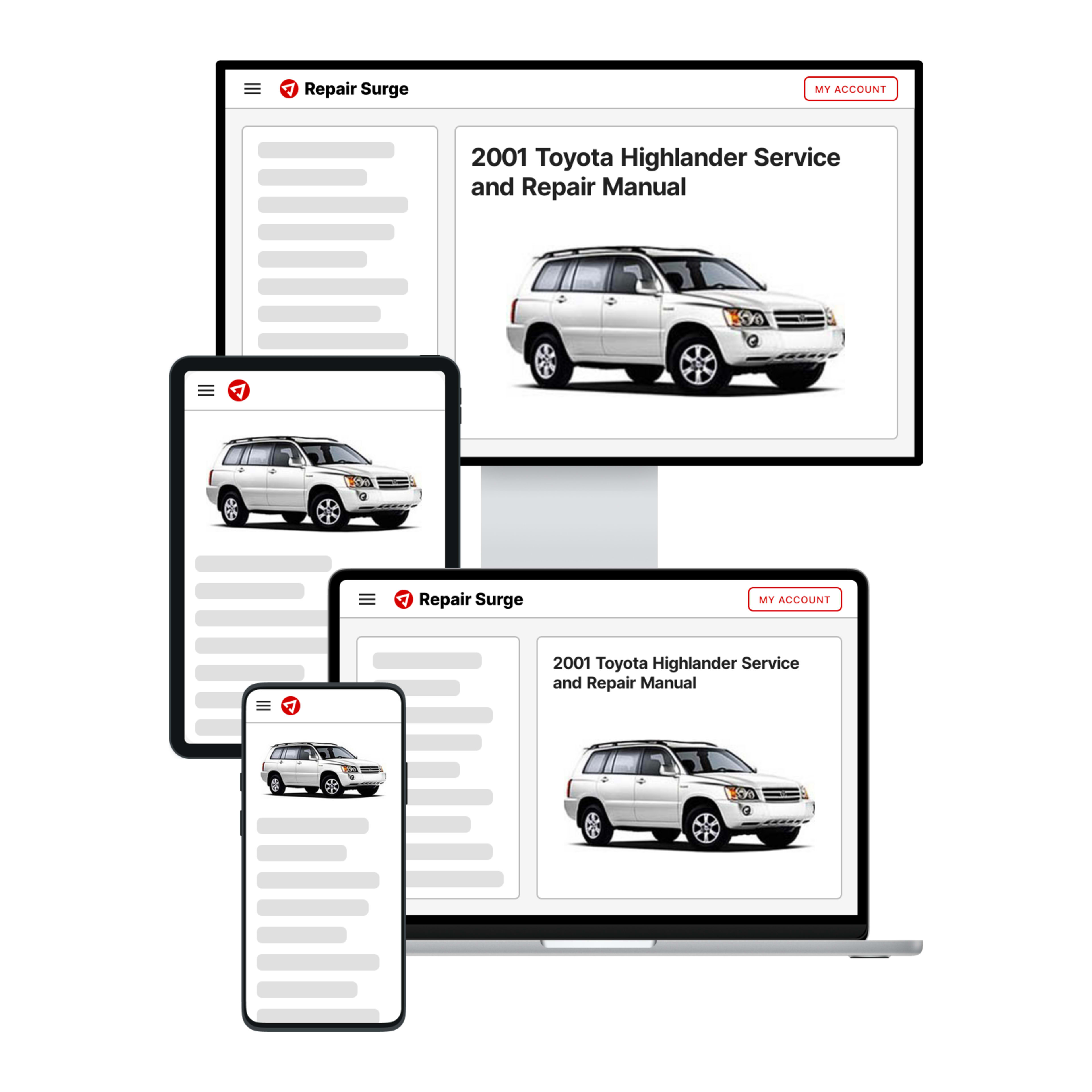 2001 Toyota Highlander service and repair manual hero image