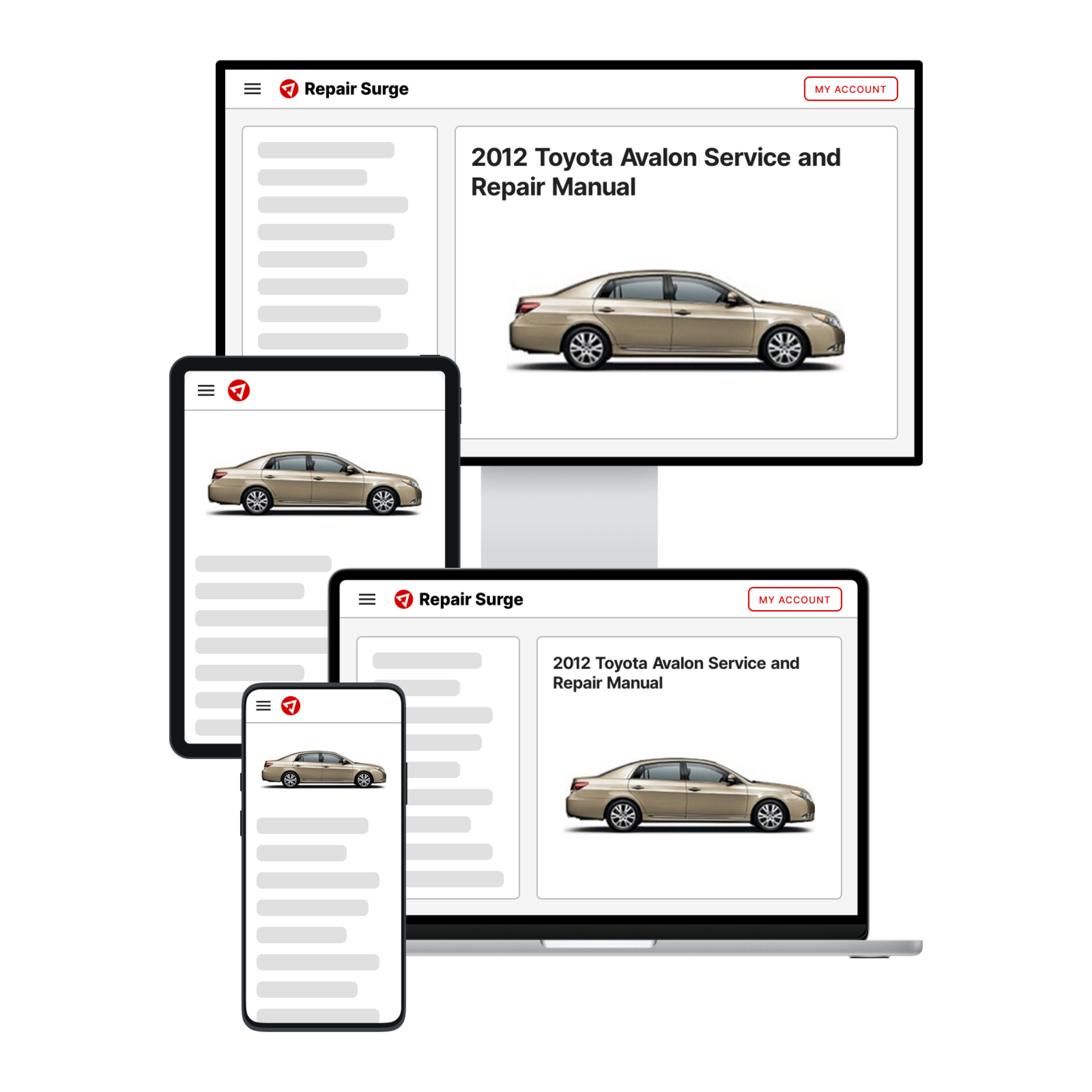 2012 Toyota Avalon service and repair manual hero image