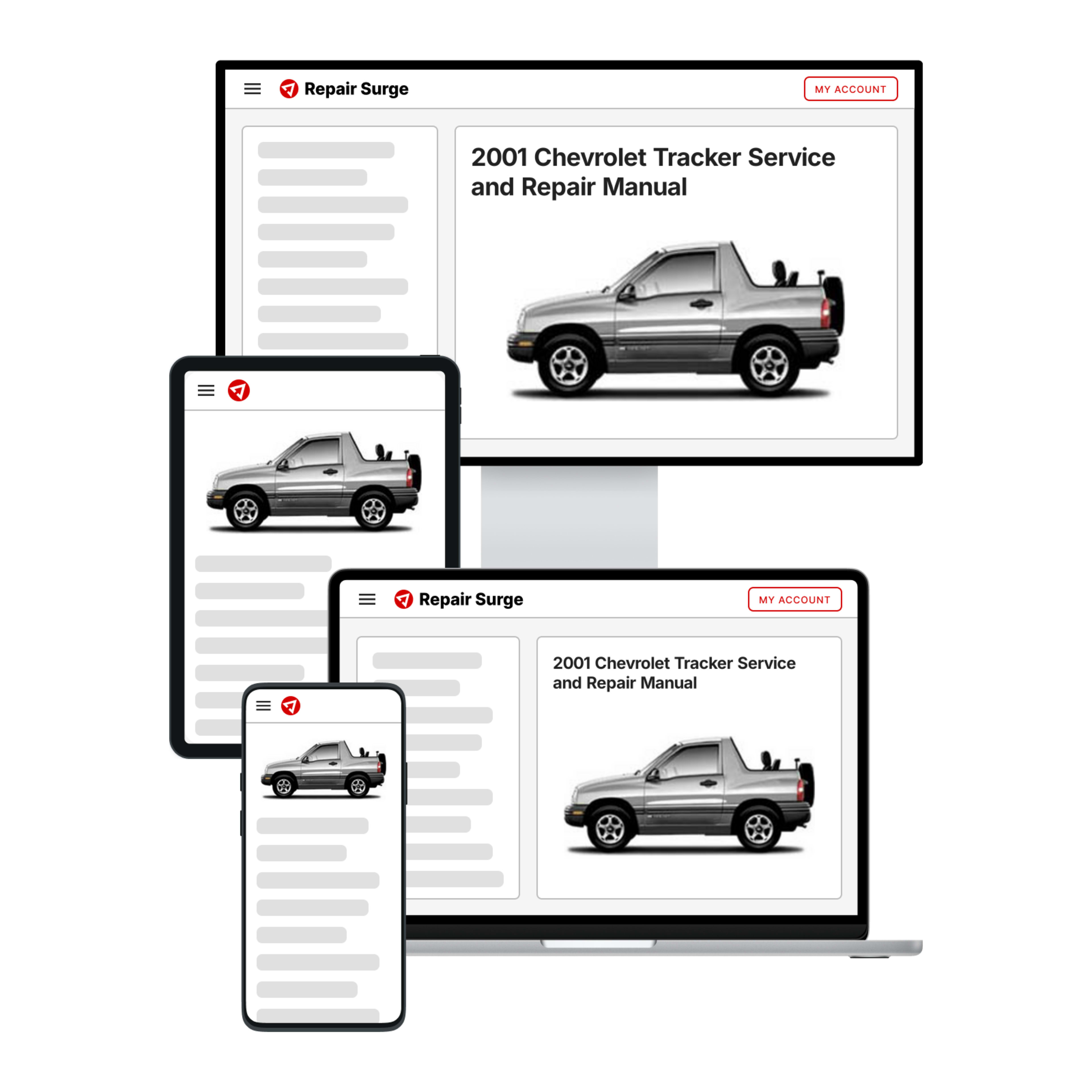 2001 Chevrolet Tracker service and repair manual hero image