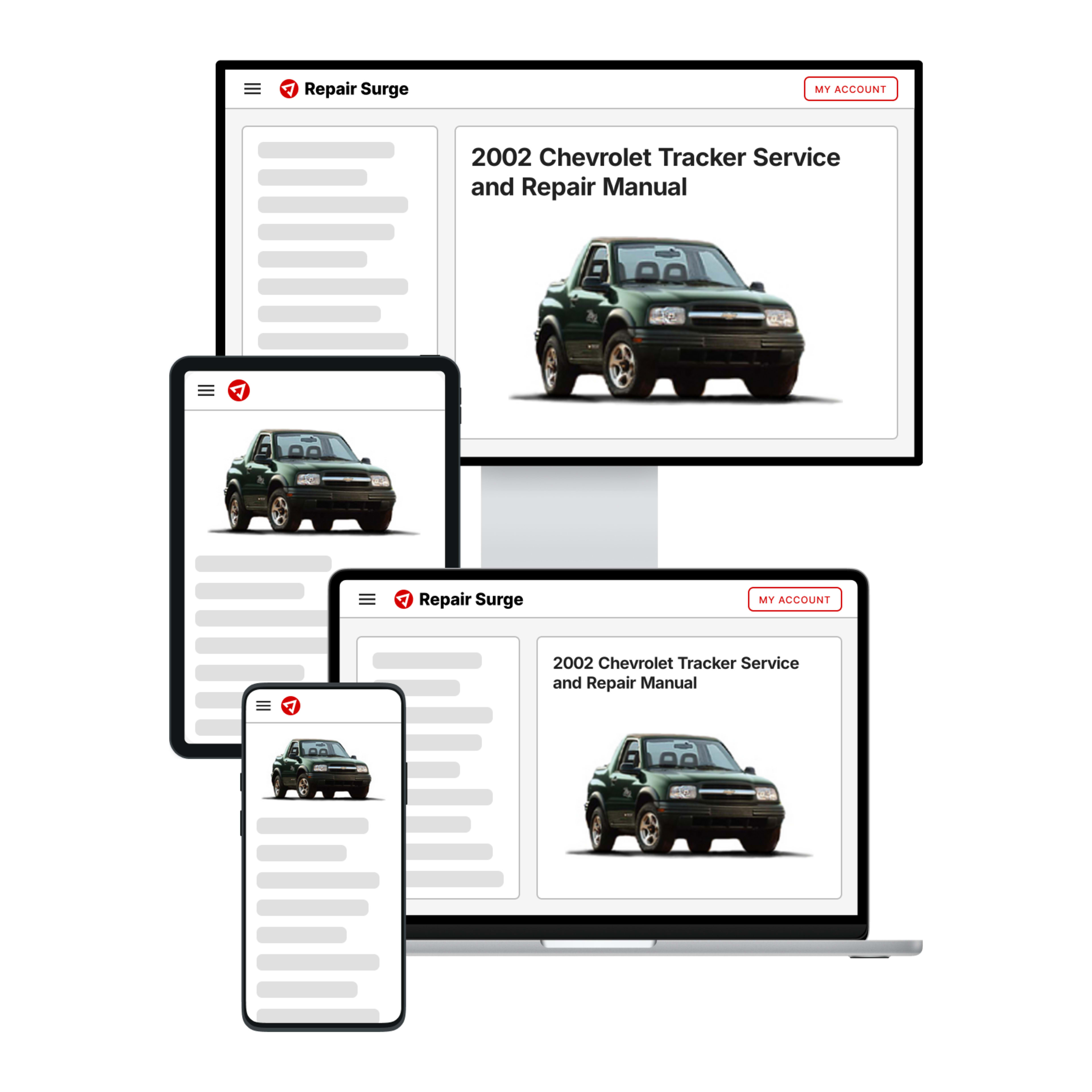 2002 Chevrolet Tracker service and repair manual hero image