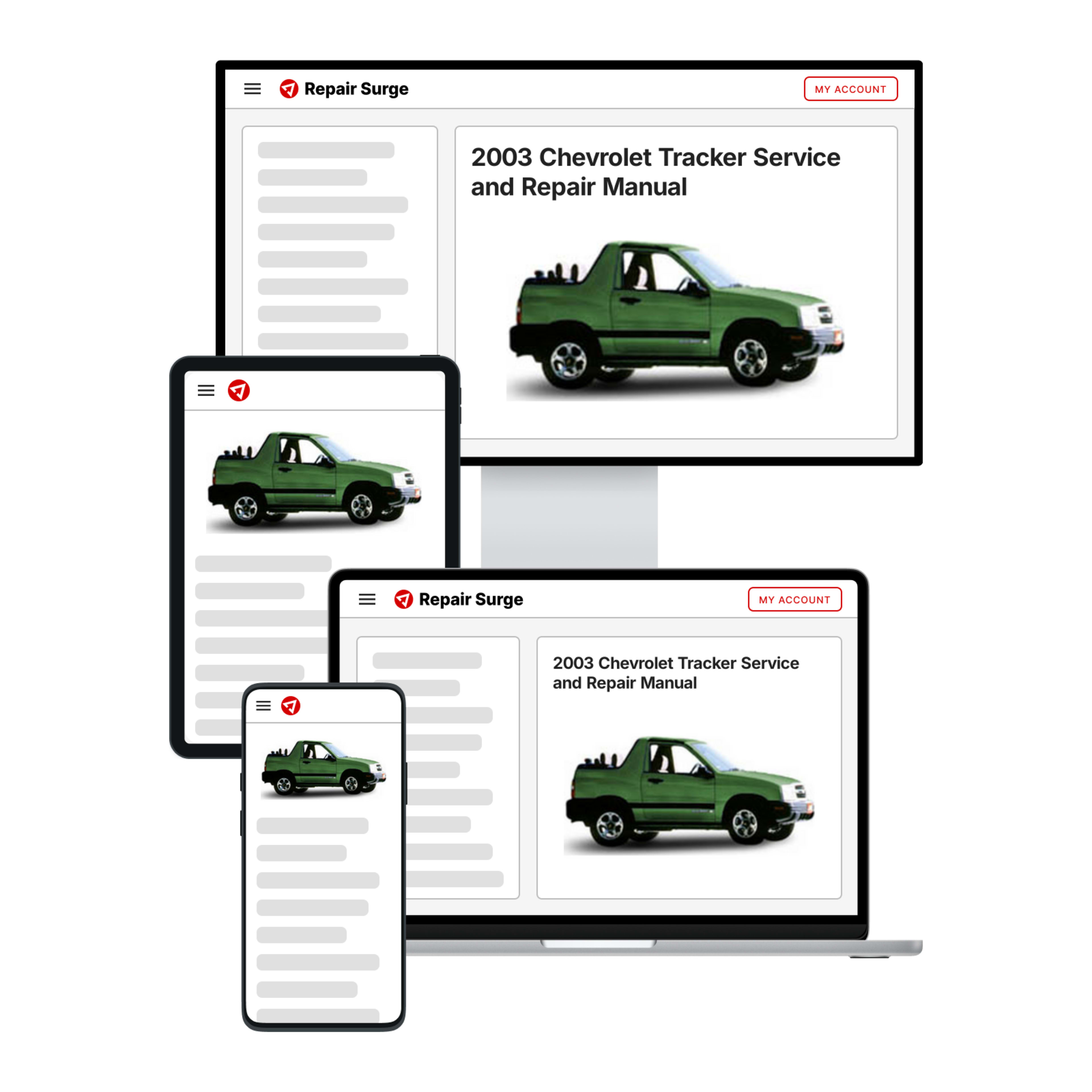 2003 Chevrolet Tracker service and repair manual hero image