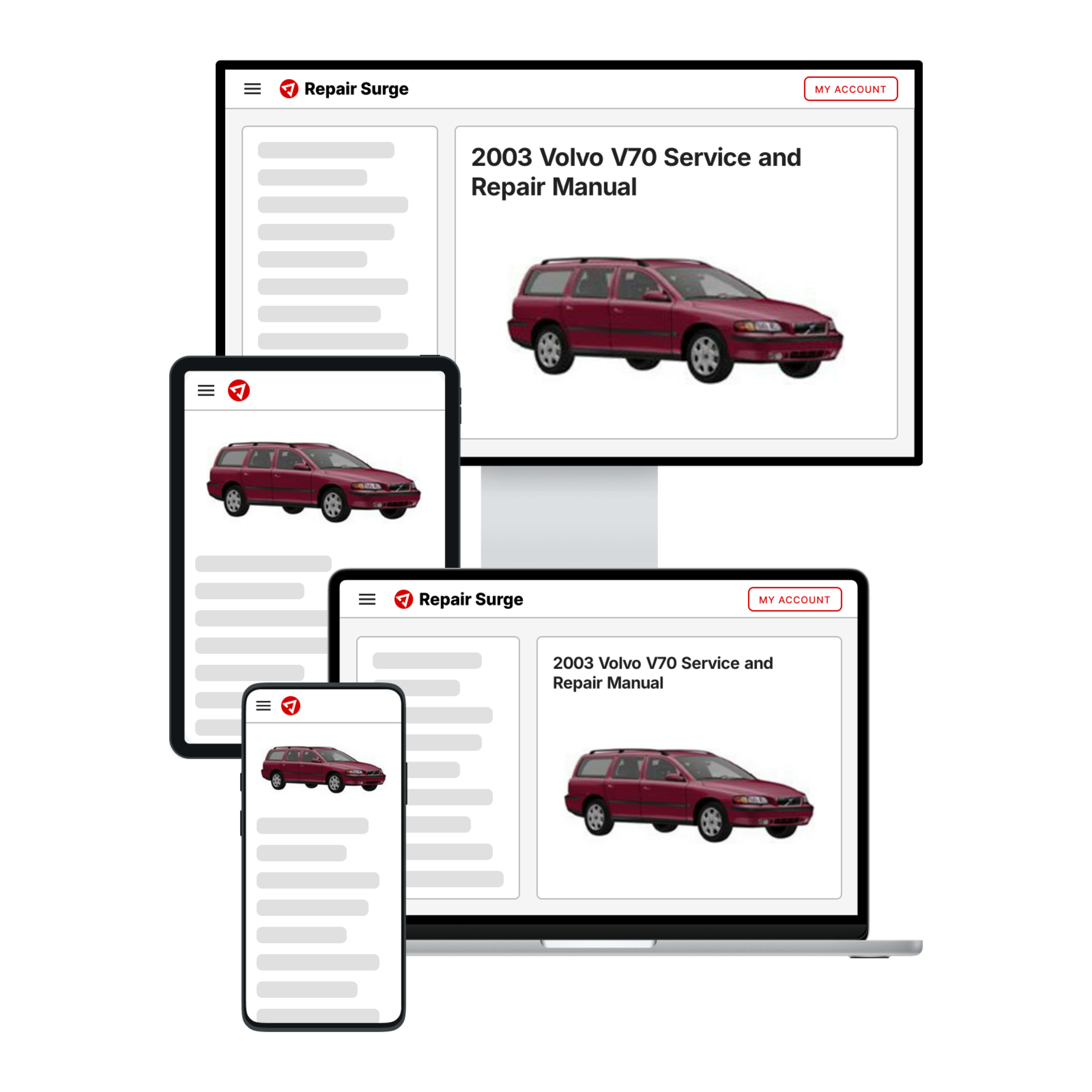 2003 Volvo V70 service and repair manual hero image