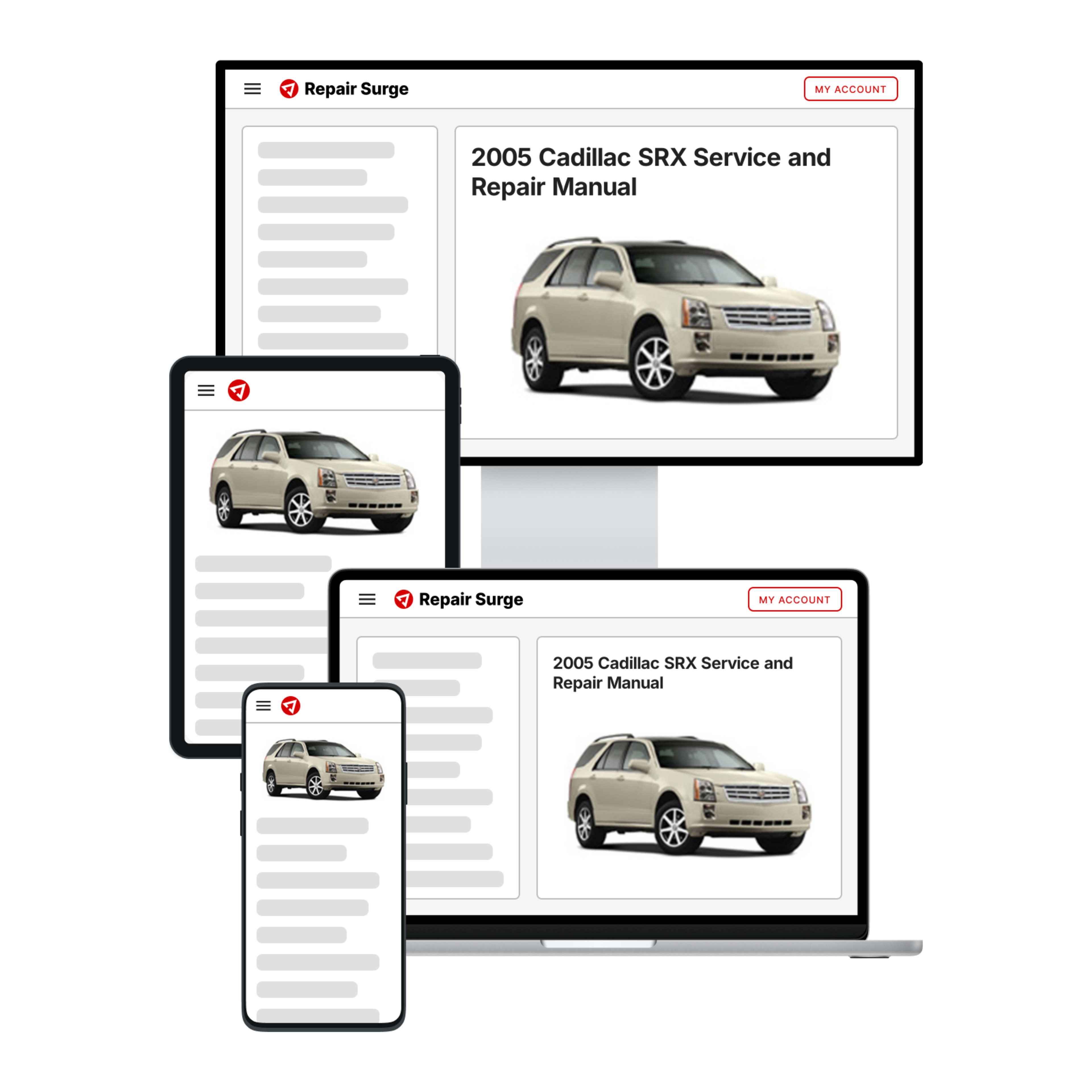 2005 Cadillac SRX service and repair manual hero image