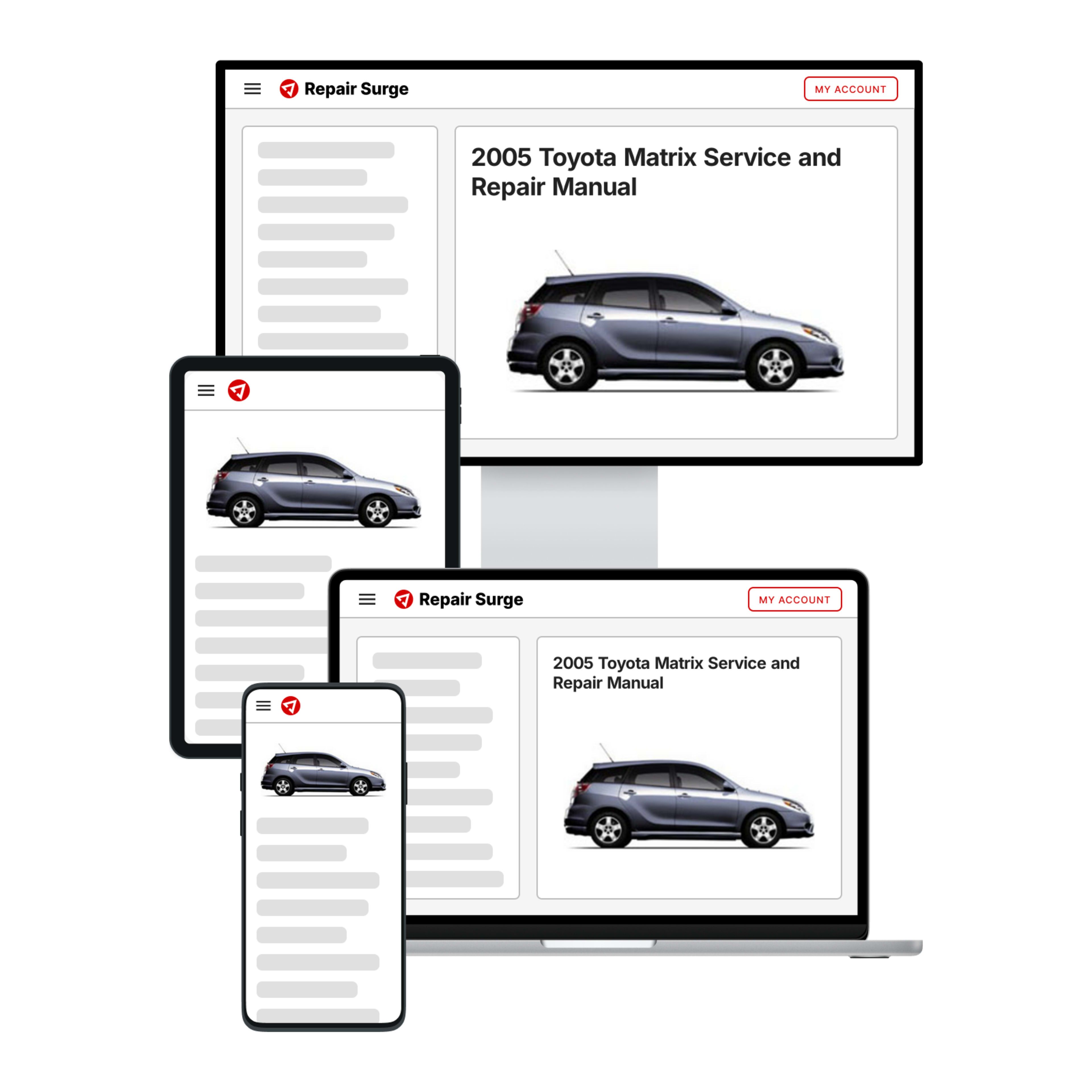 2005 Toyota Matrix service and repair manual hero image
