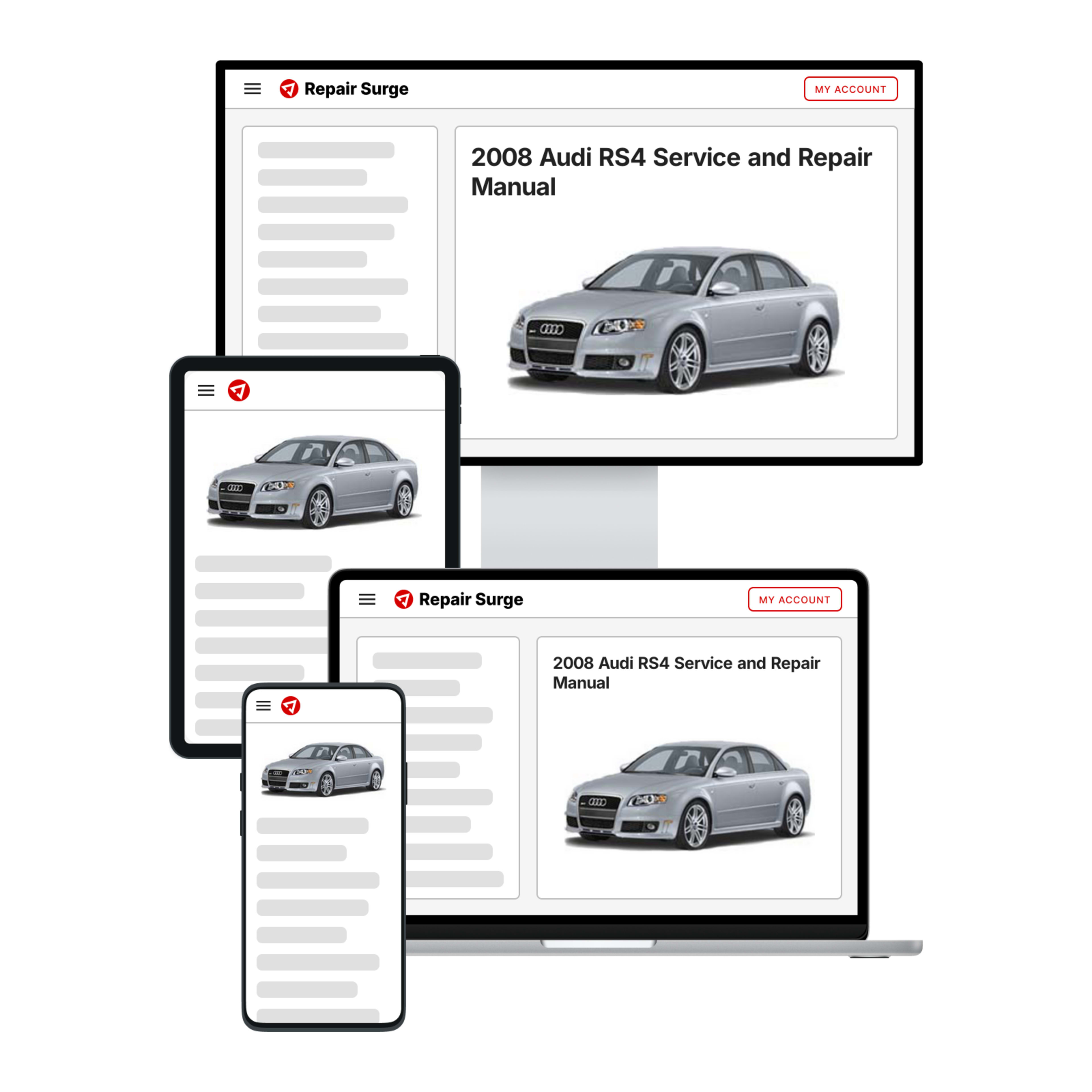 2008 Audi RS4 service and repair manual hero image