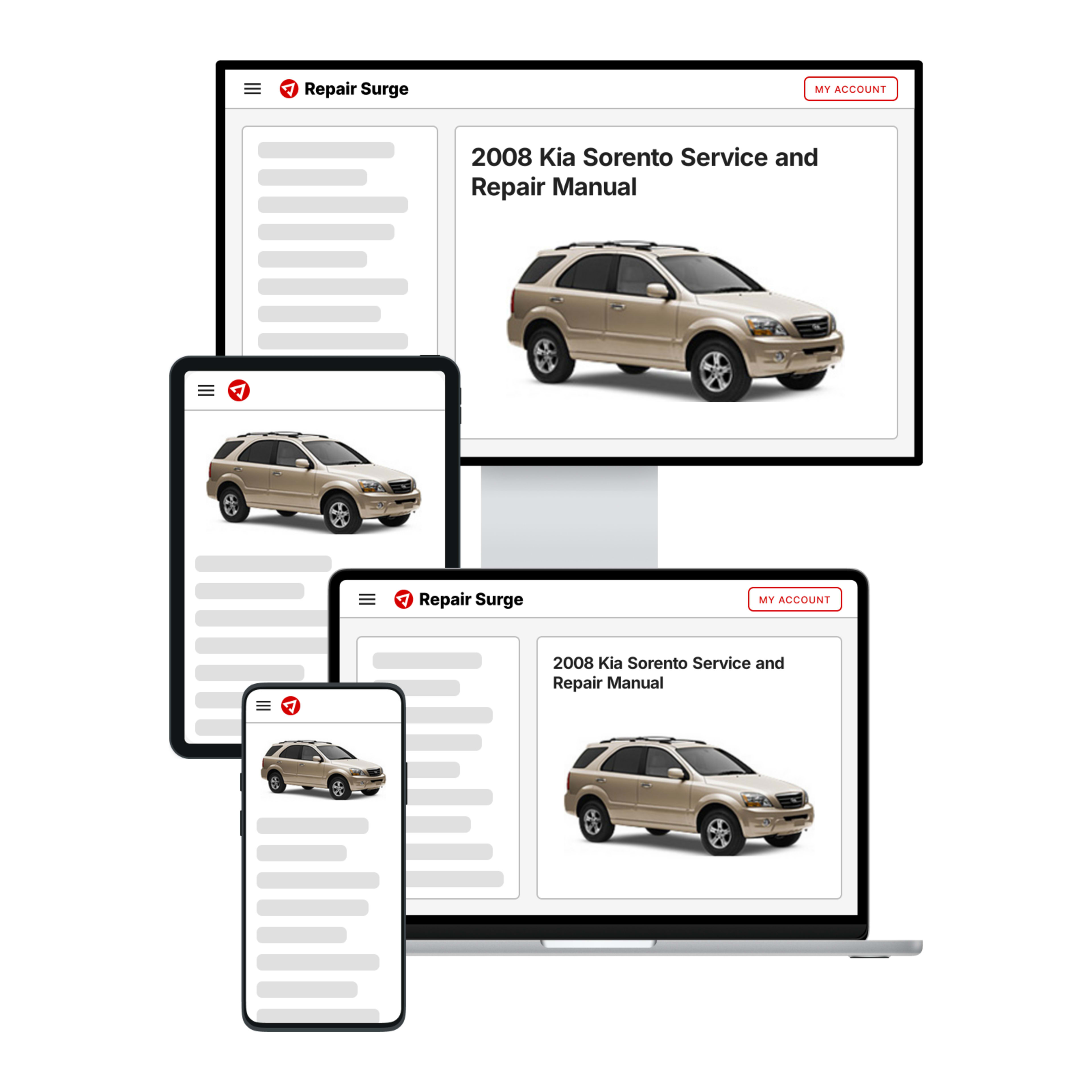 2008 Kia Sorento service and repair manual hero image
