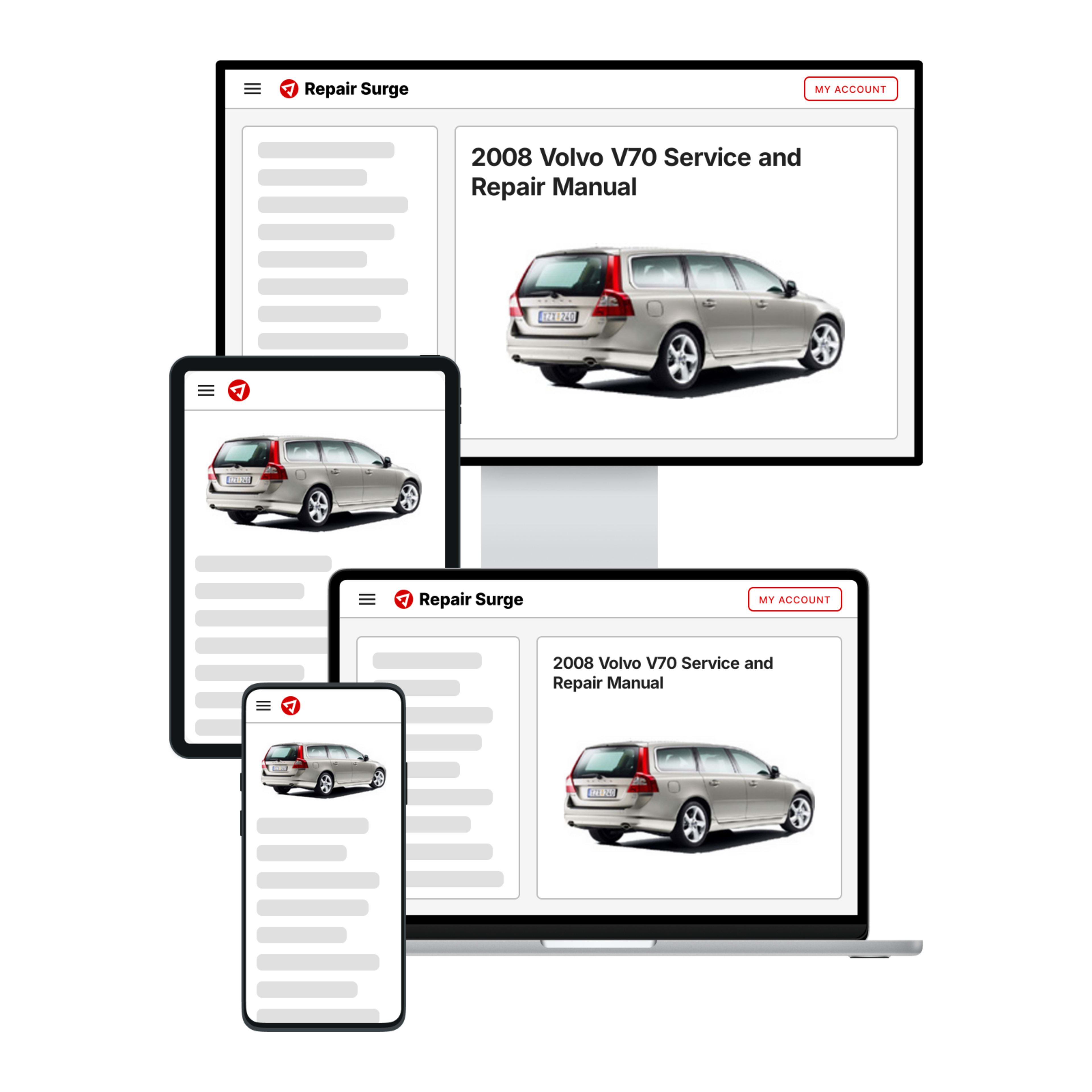 2008 Volvo V70 service and repair manual hero image