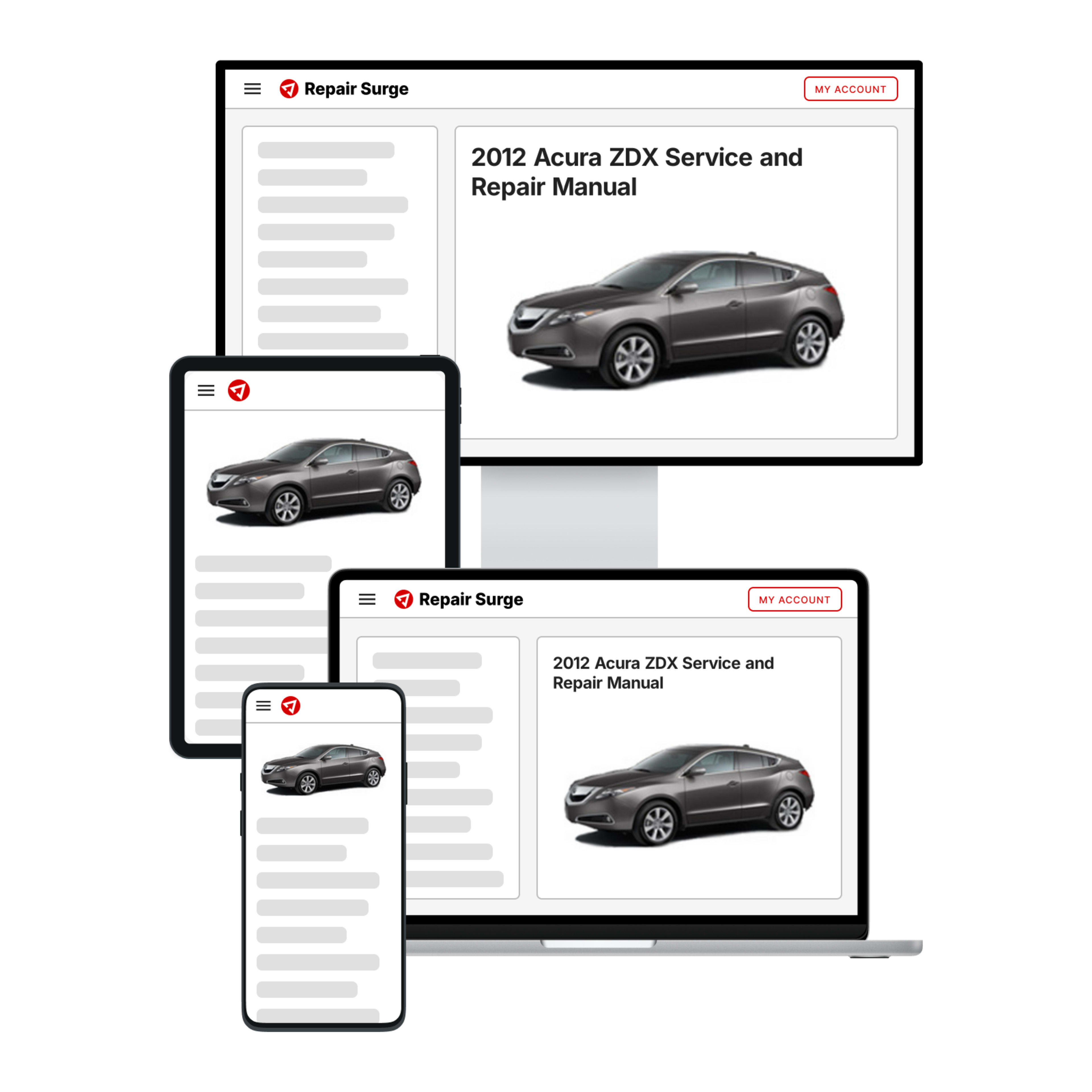 2012 Acura ZDX service and repair manual hero image