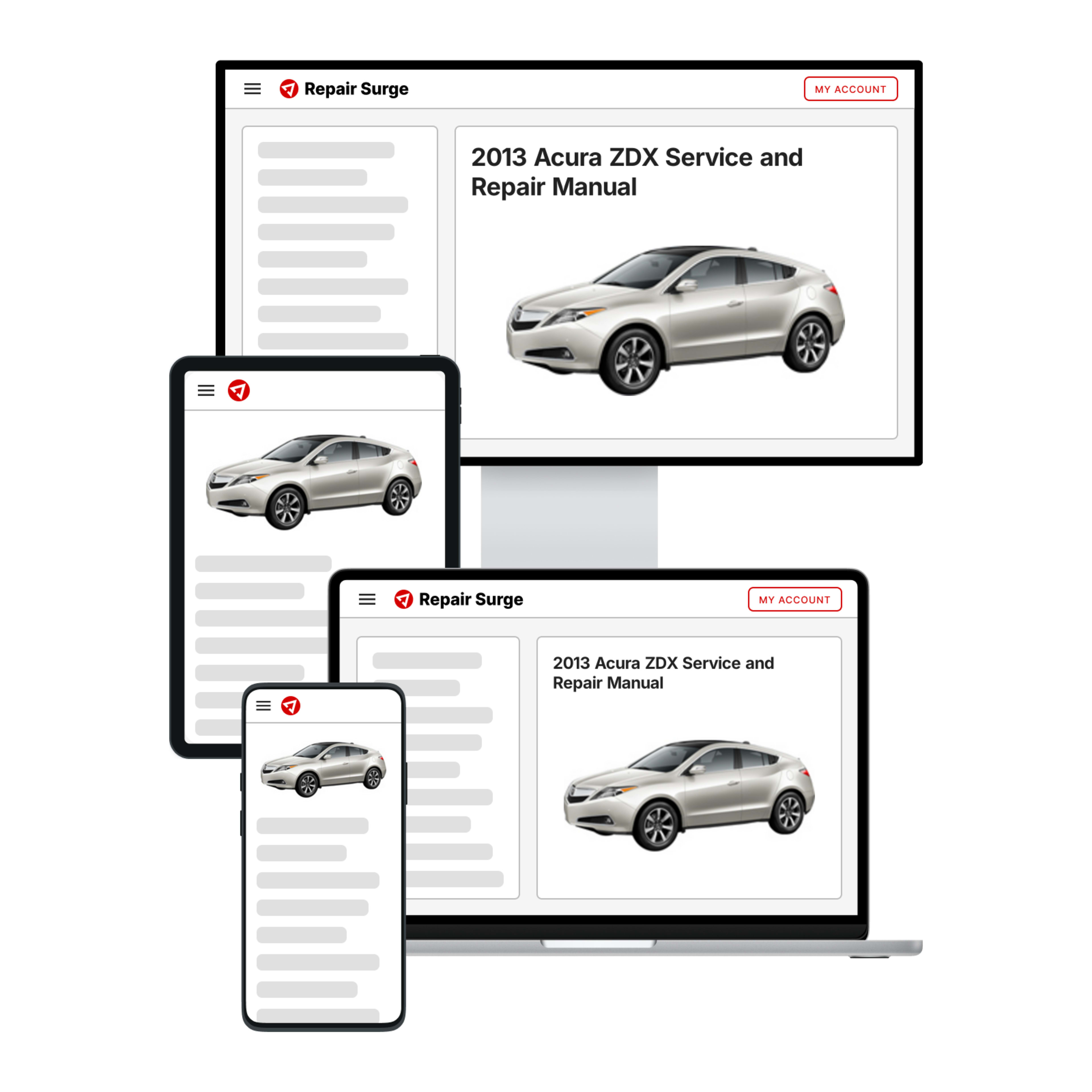 2013 Acura ZDX service and repair manual hero image