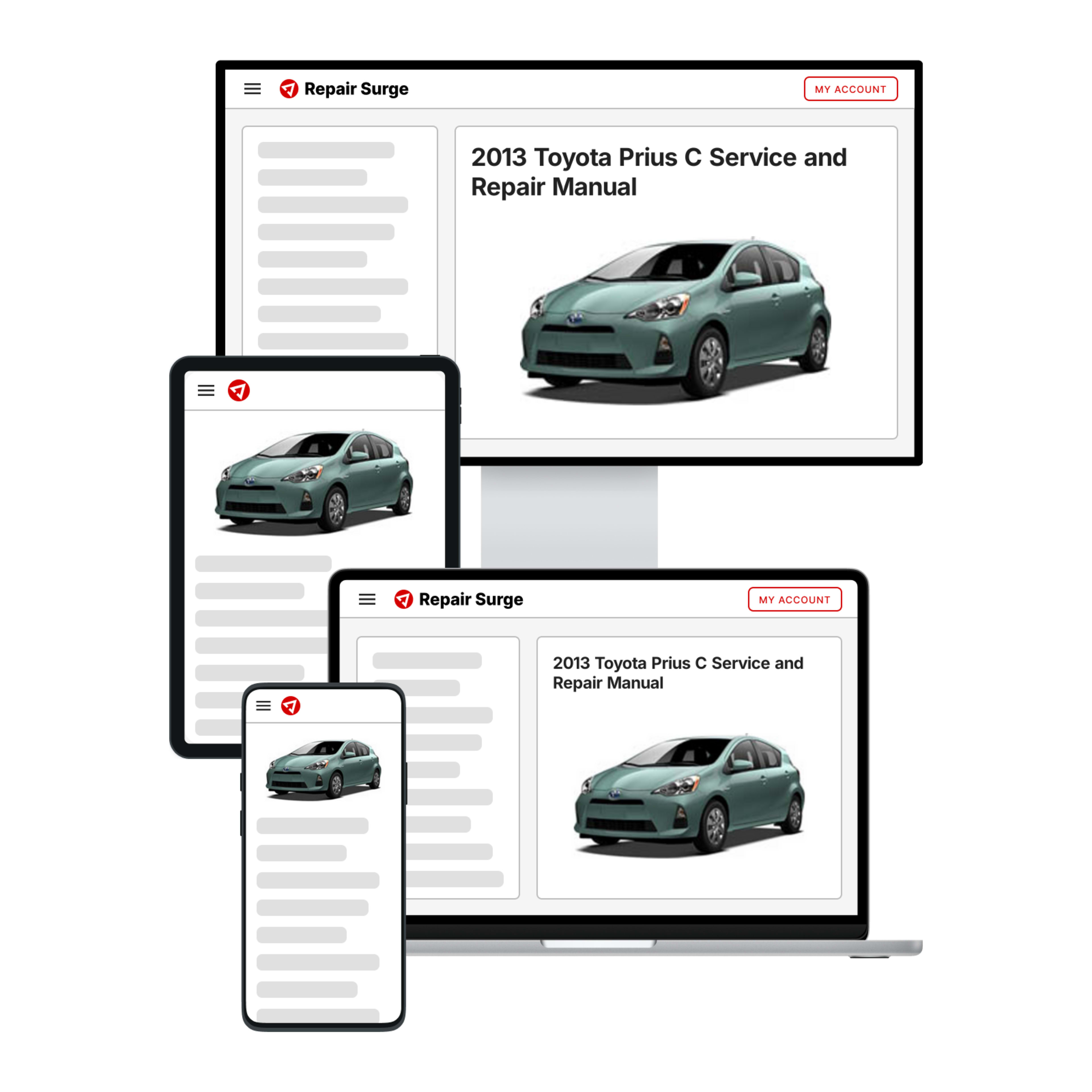 2013 Toyota Prius C service and repair manual hero image