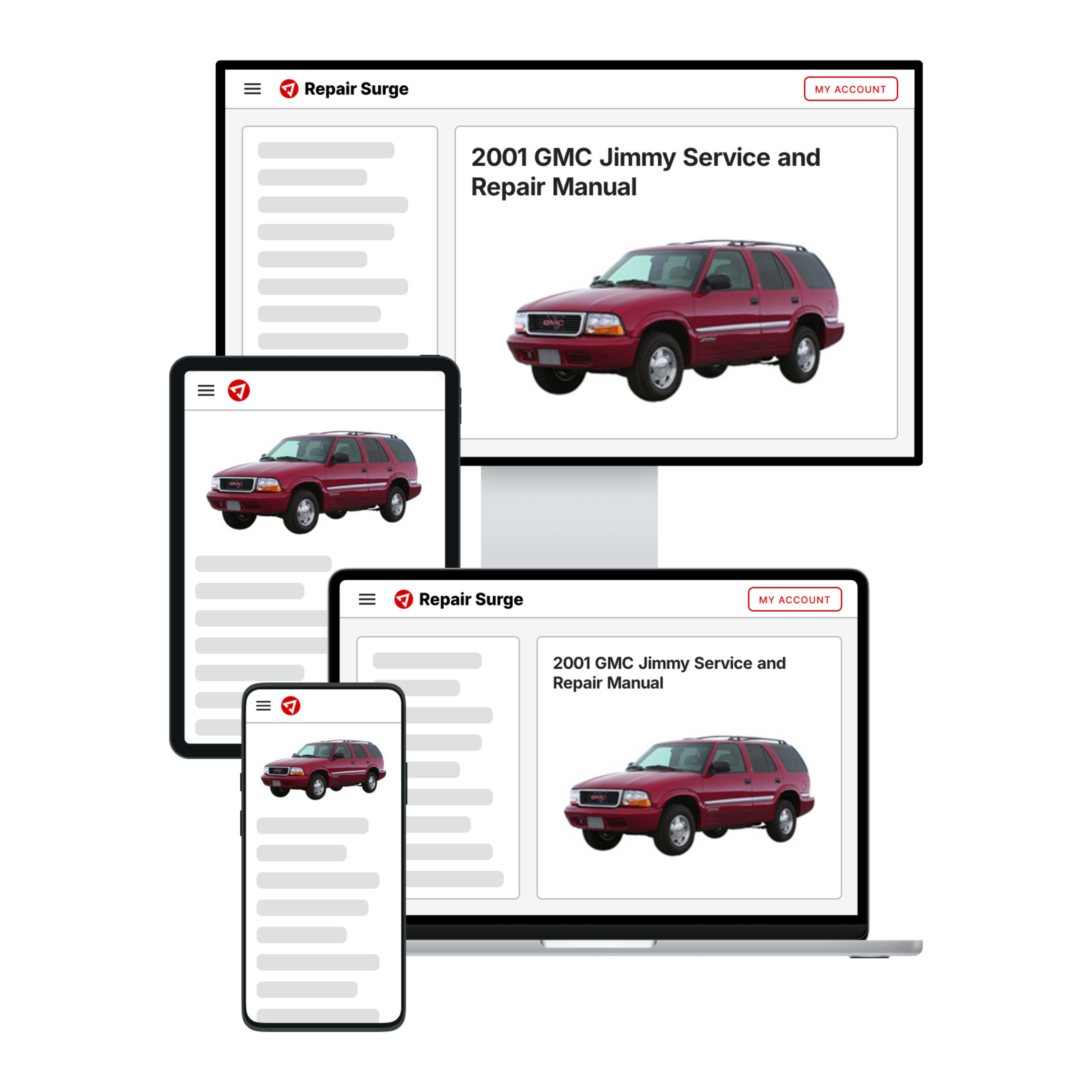 2001 GMC Jimmy service and repair manual hero image