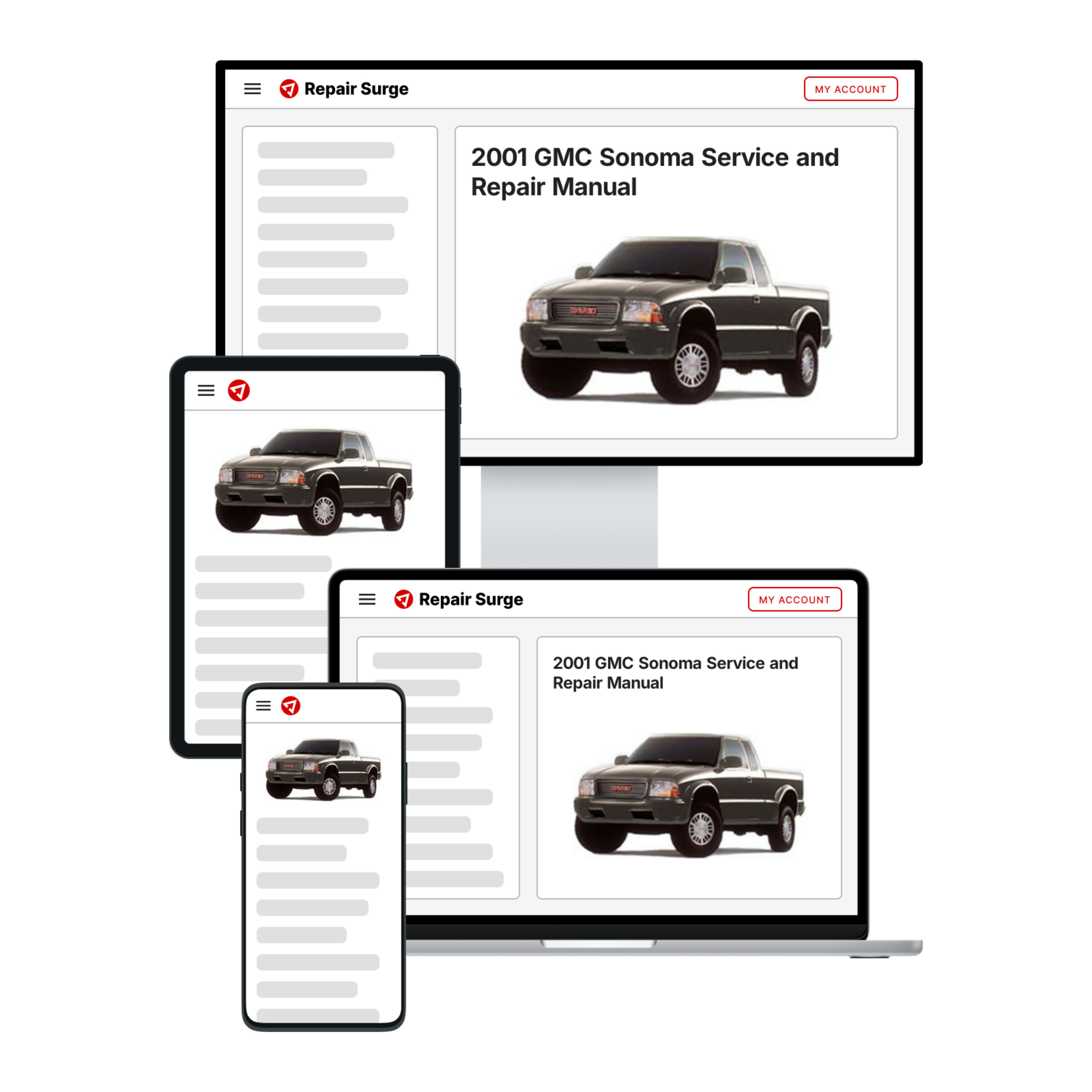 2001 GMC Sonoma service and repair manual hero image