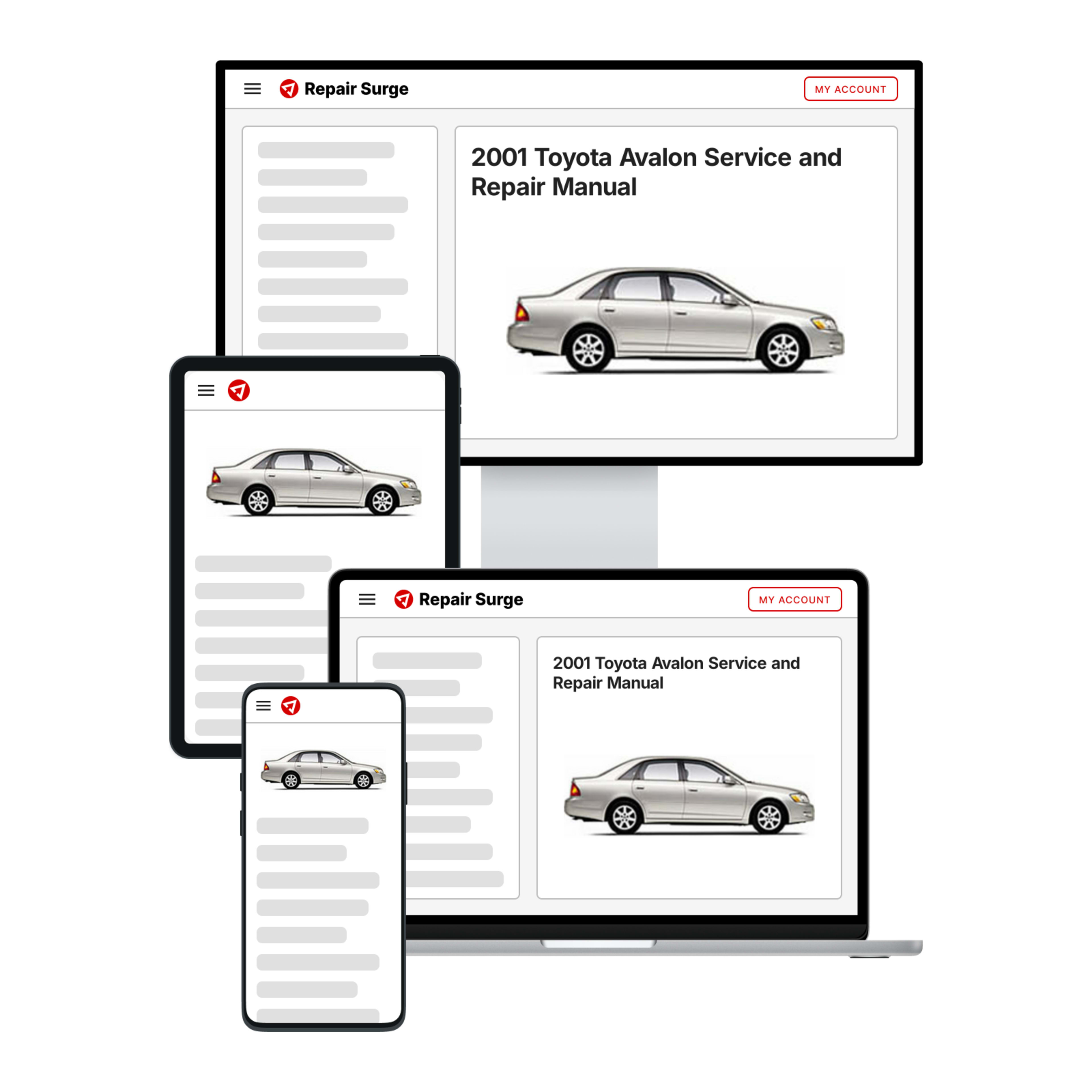 2001 Toyota Avalon service and repair manual hero image