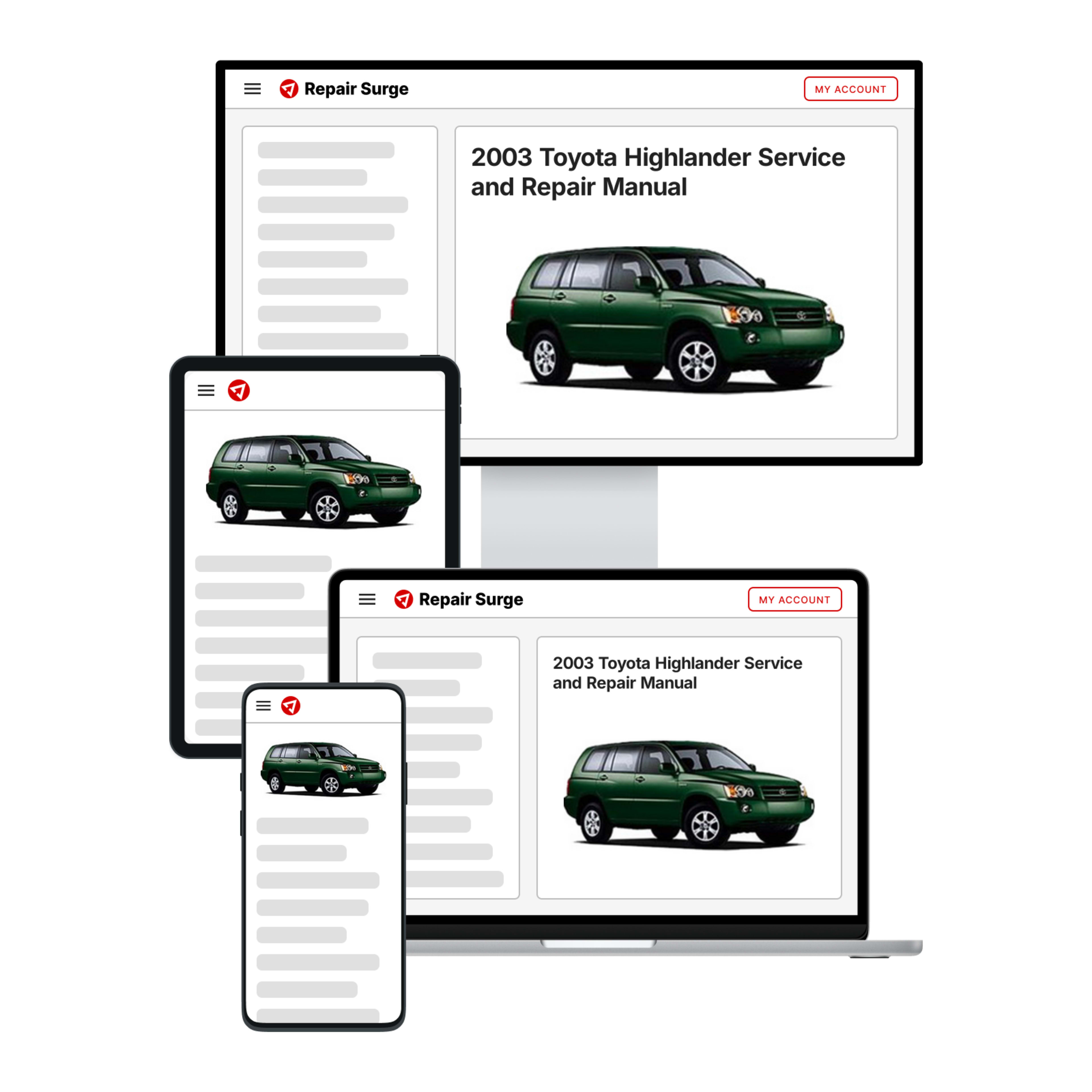 2003 Toyota Highlander service and repair manual hero image