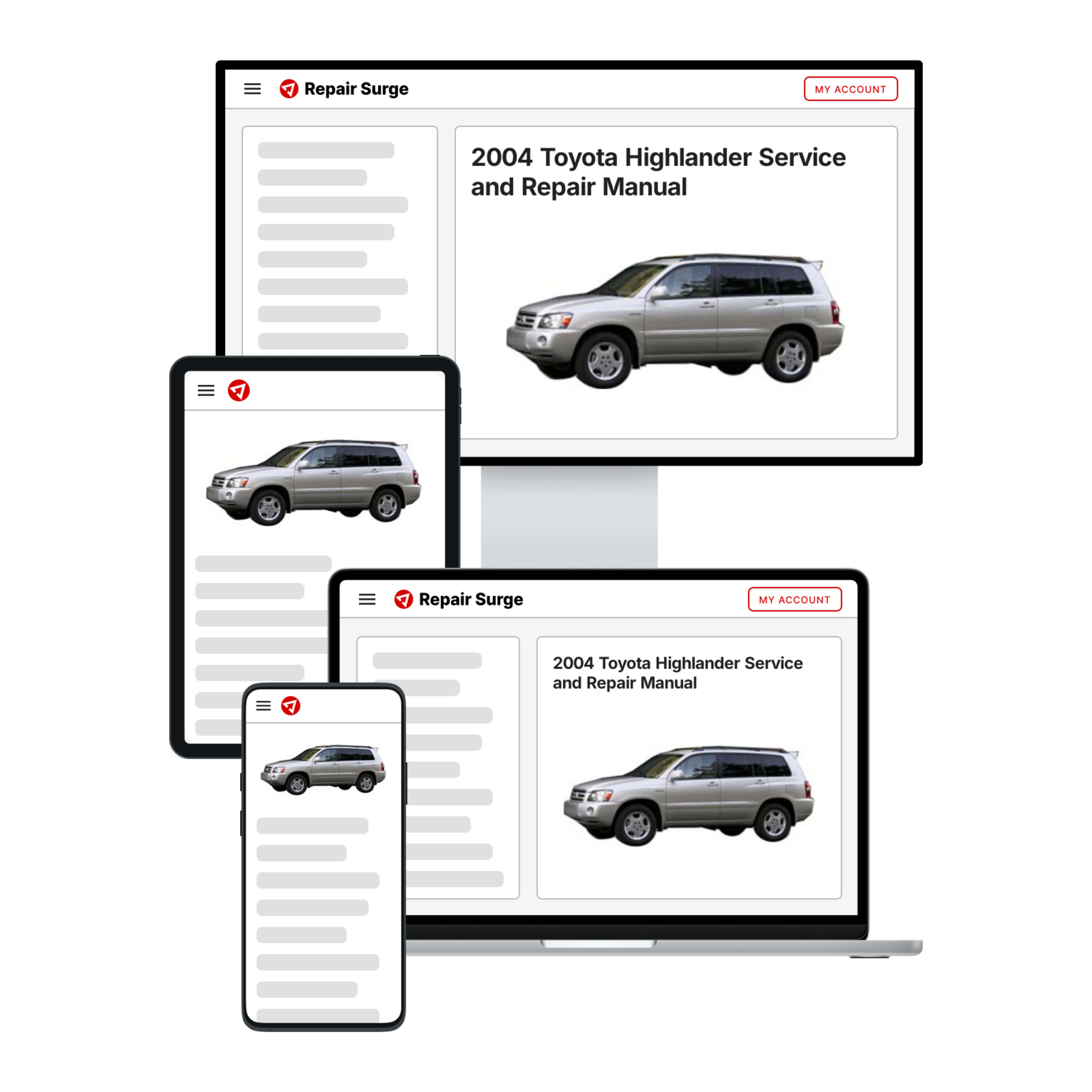 2004 Toyota Highlander service and repair manual hero image