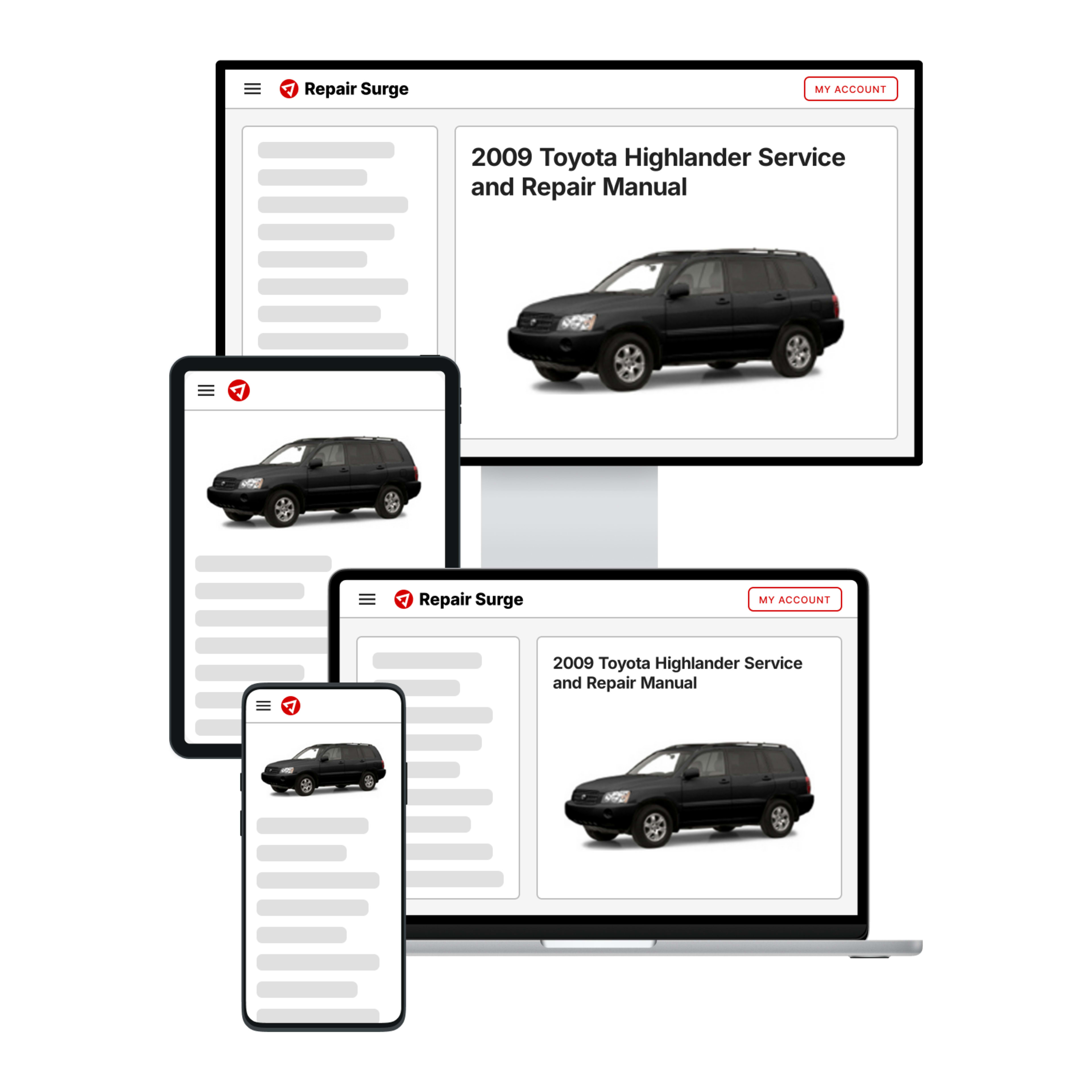 2009 Toyota Highlander service and repair manual hero image