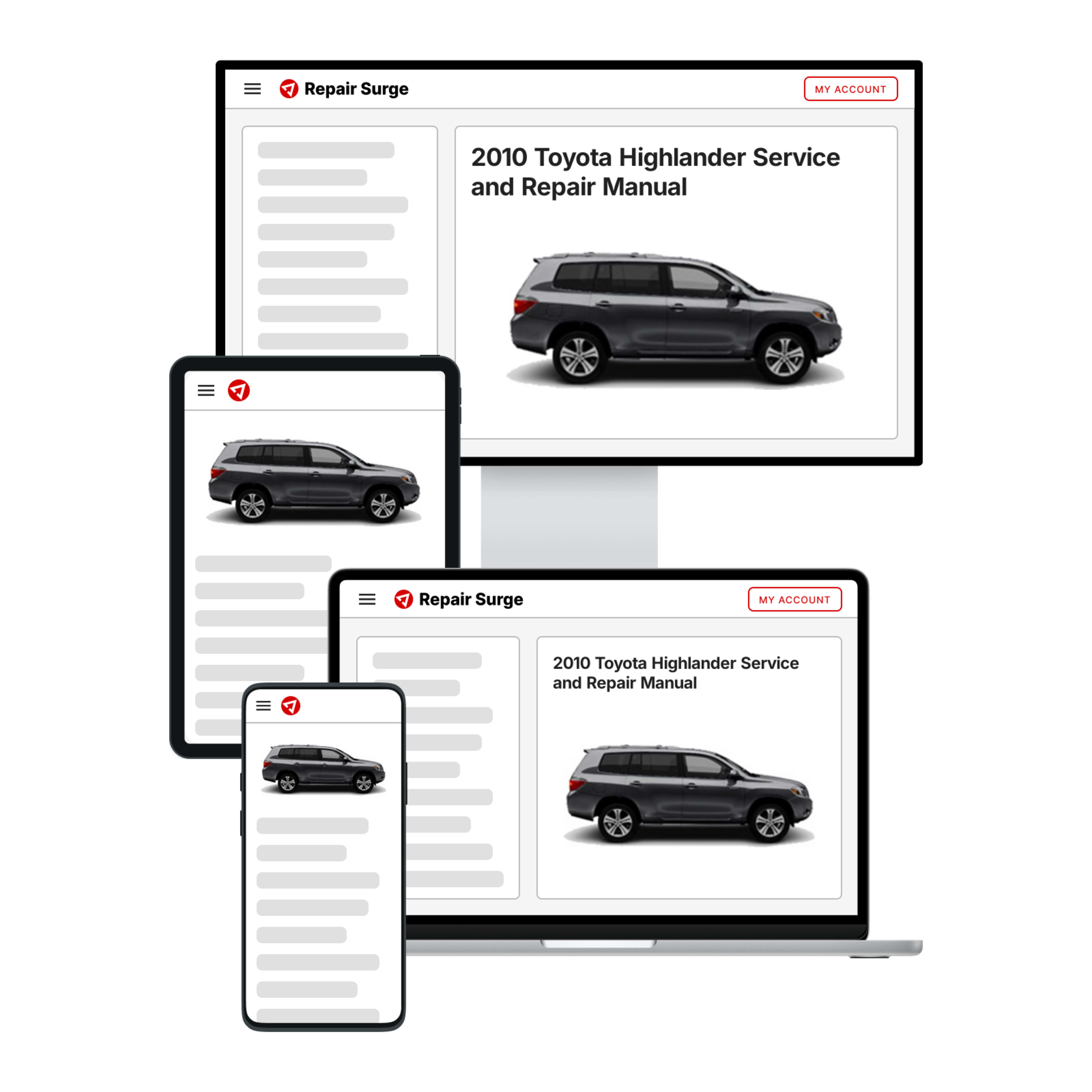 2010 Toyota Highlander service and repair manual hero image