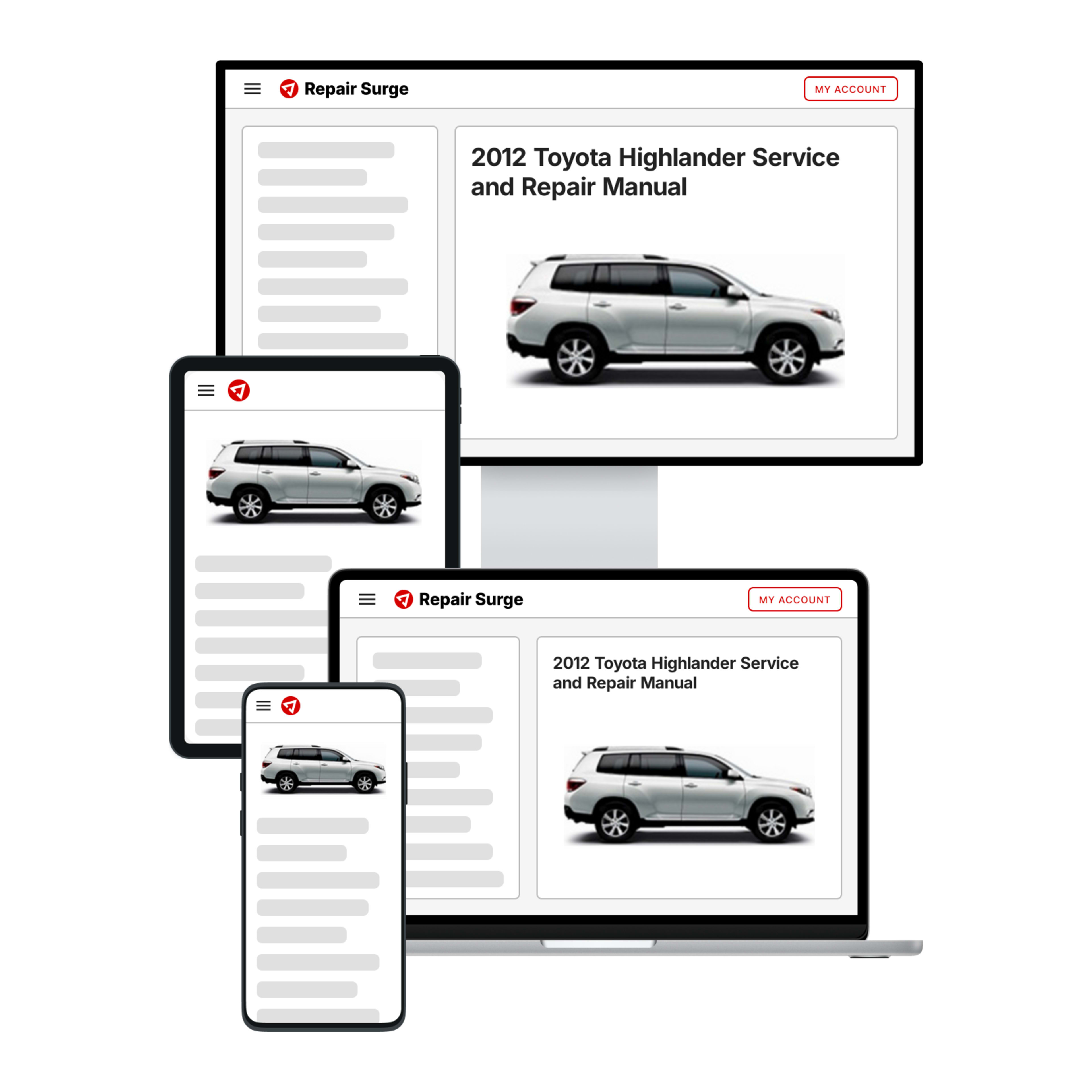 2012 Toyota Highlander service and repair manual hero image
