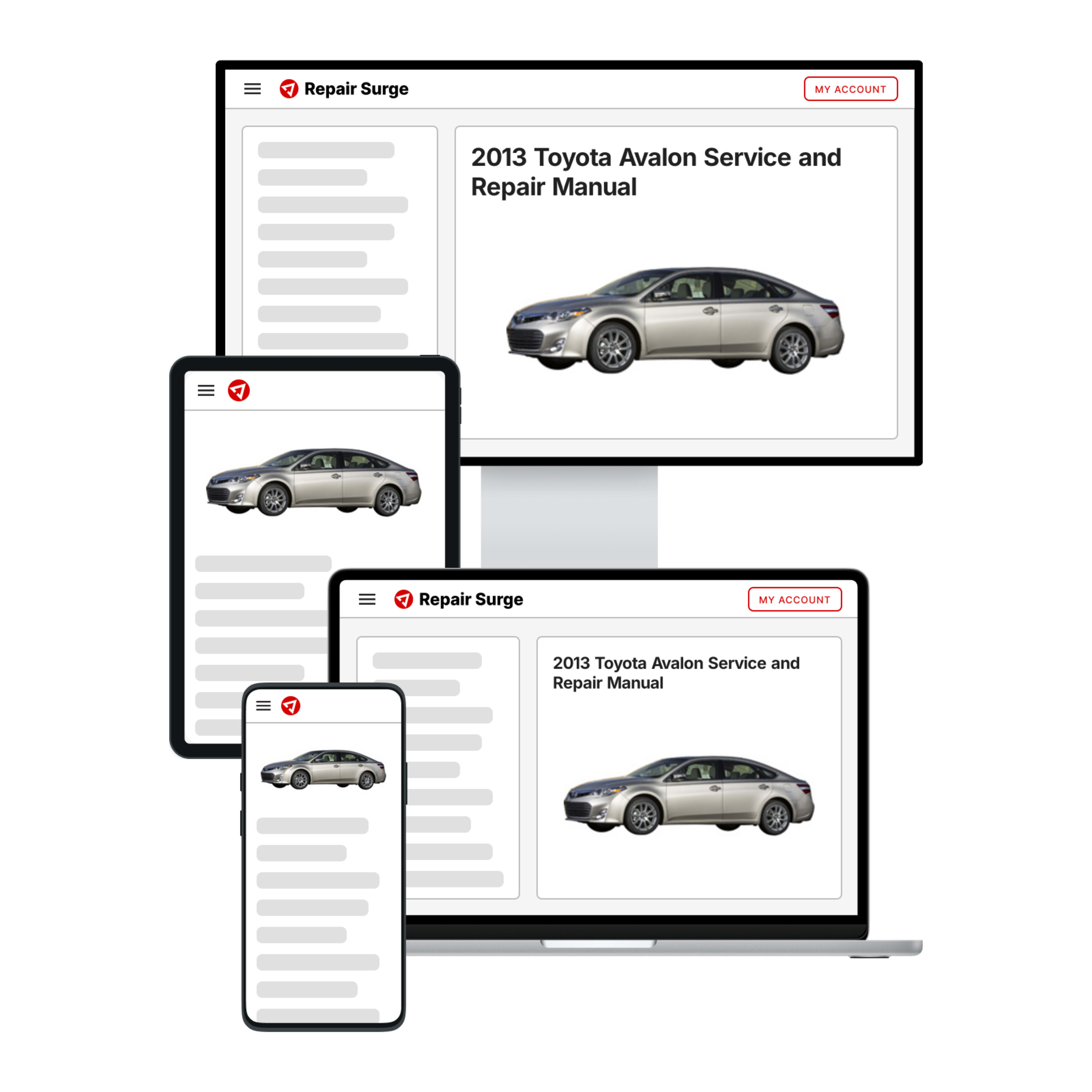 2013 Toyota Avalon service and repair manual hero image