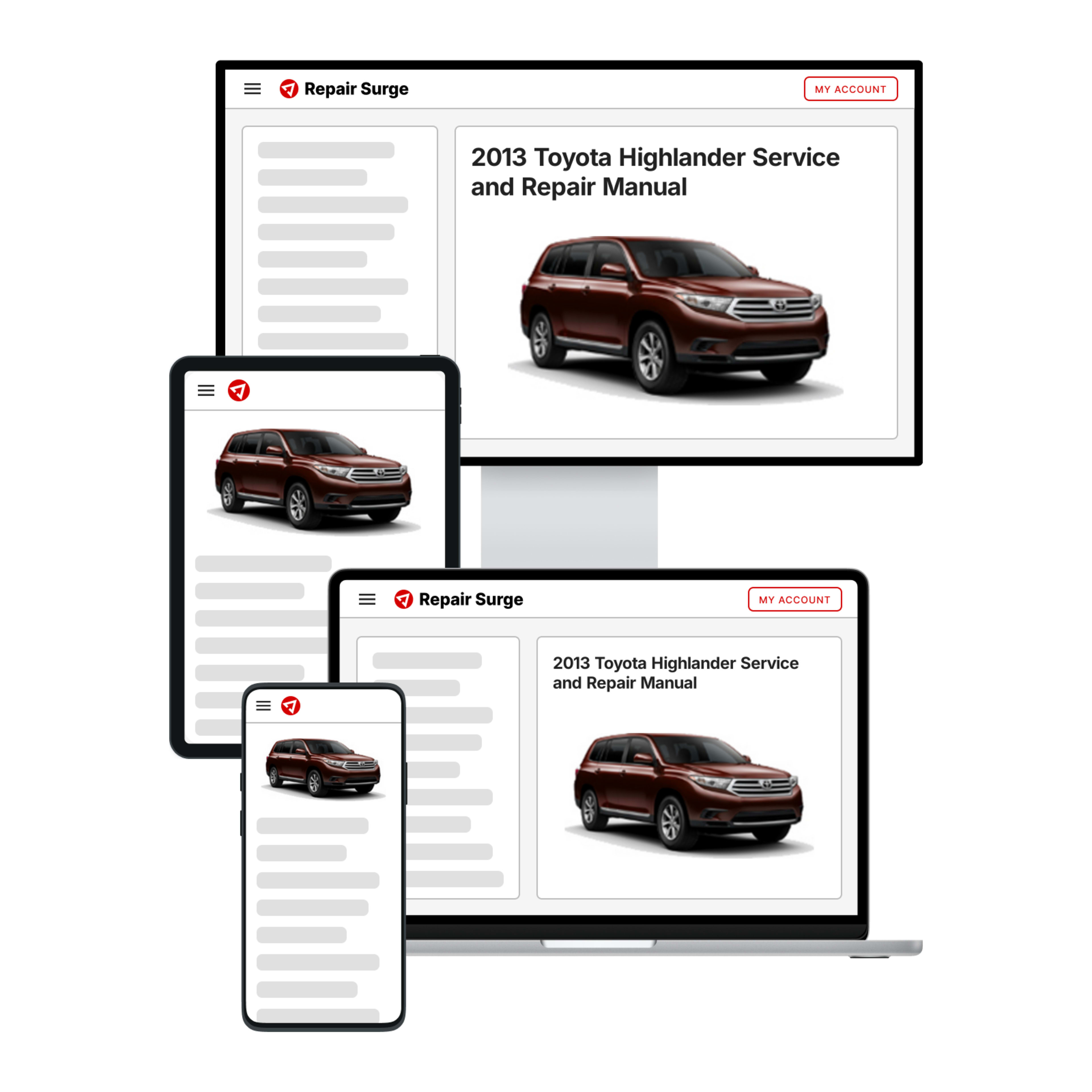 2013 Toyota Highlander service and repair manual hero image