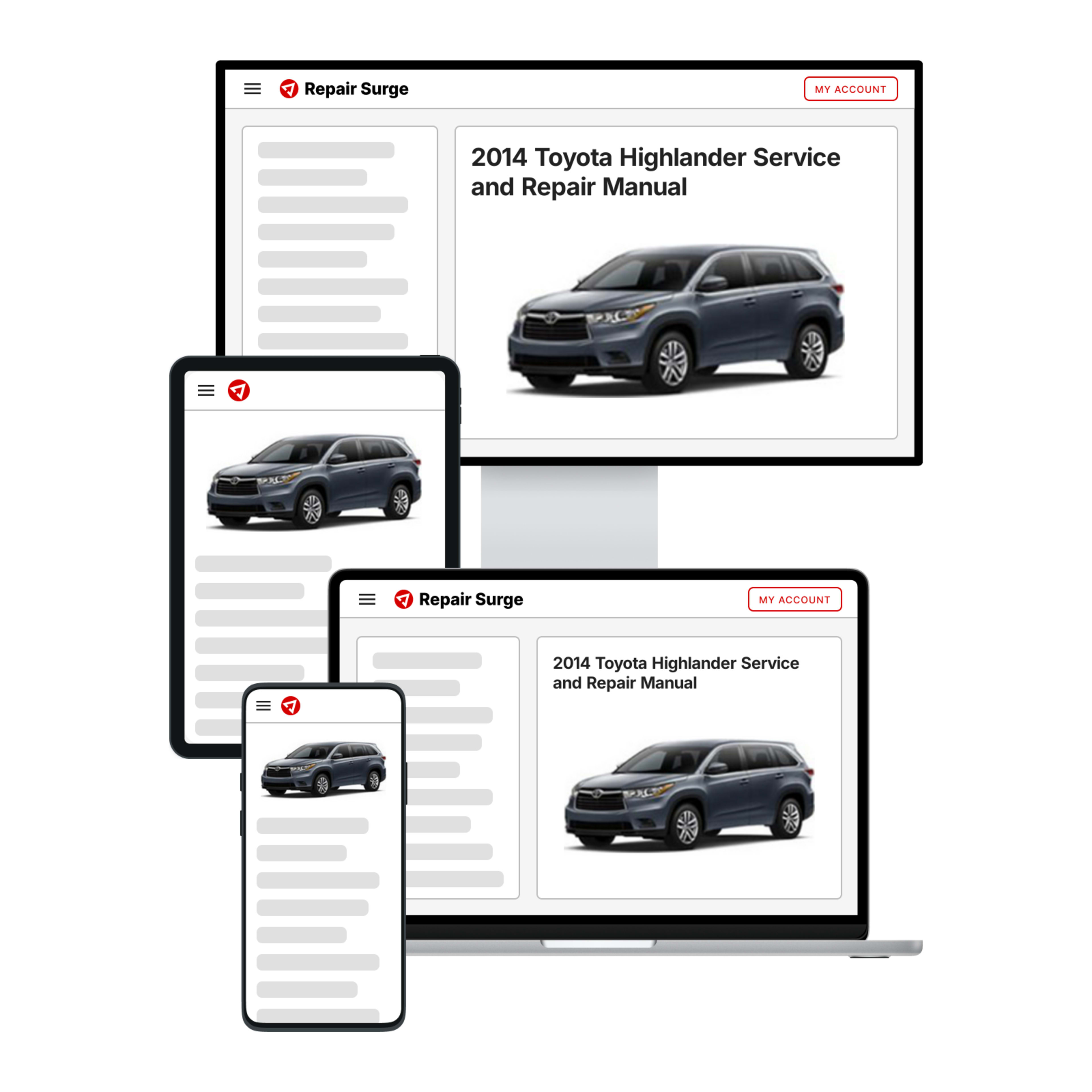 2014 Toyota Highlander service and repair manual hero image