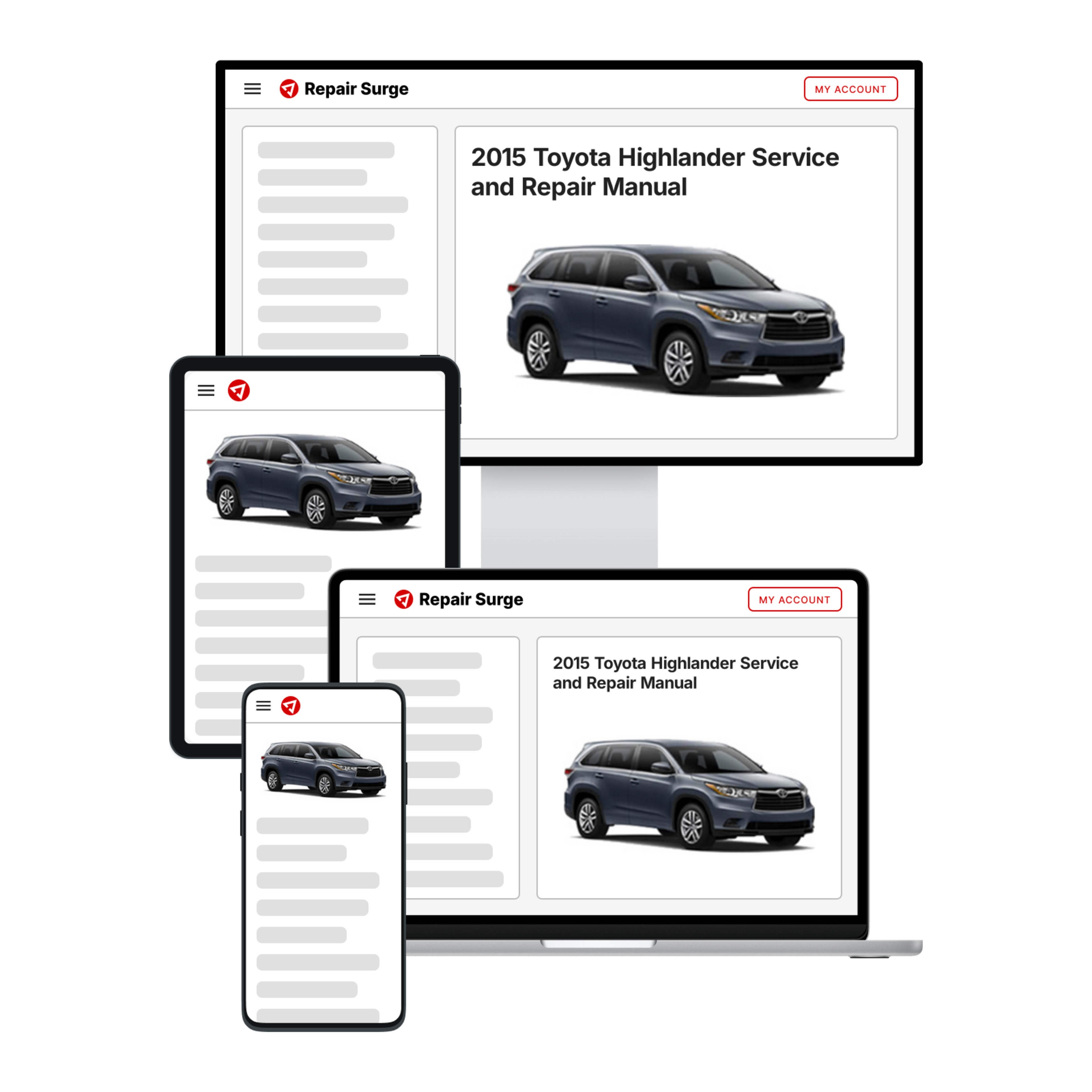 2015 Toyota Highlander service and repair manual hero image