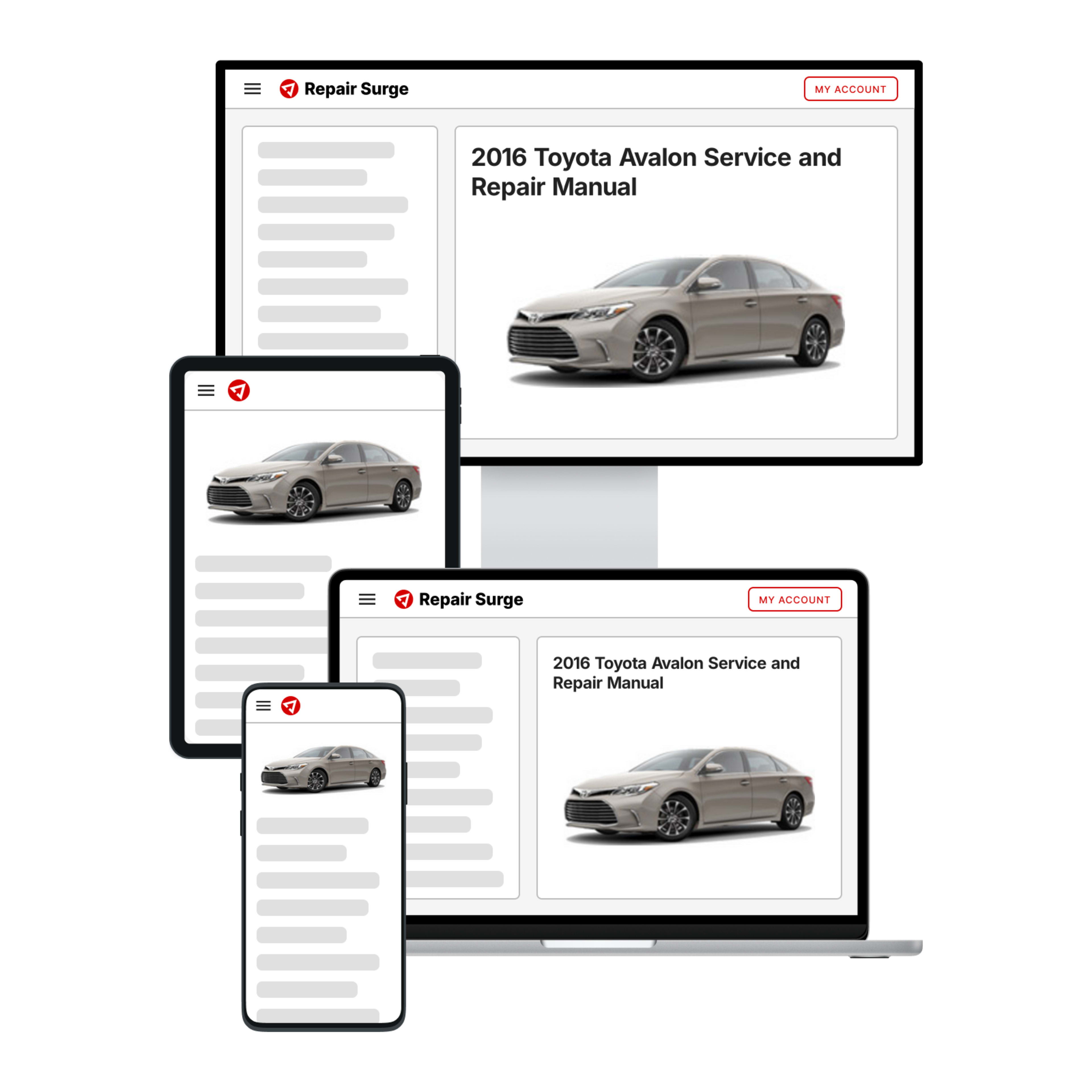 2016 Toyota Avalon service and repair manual hero image