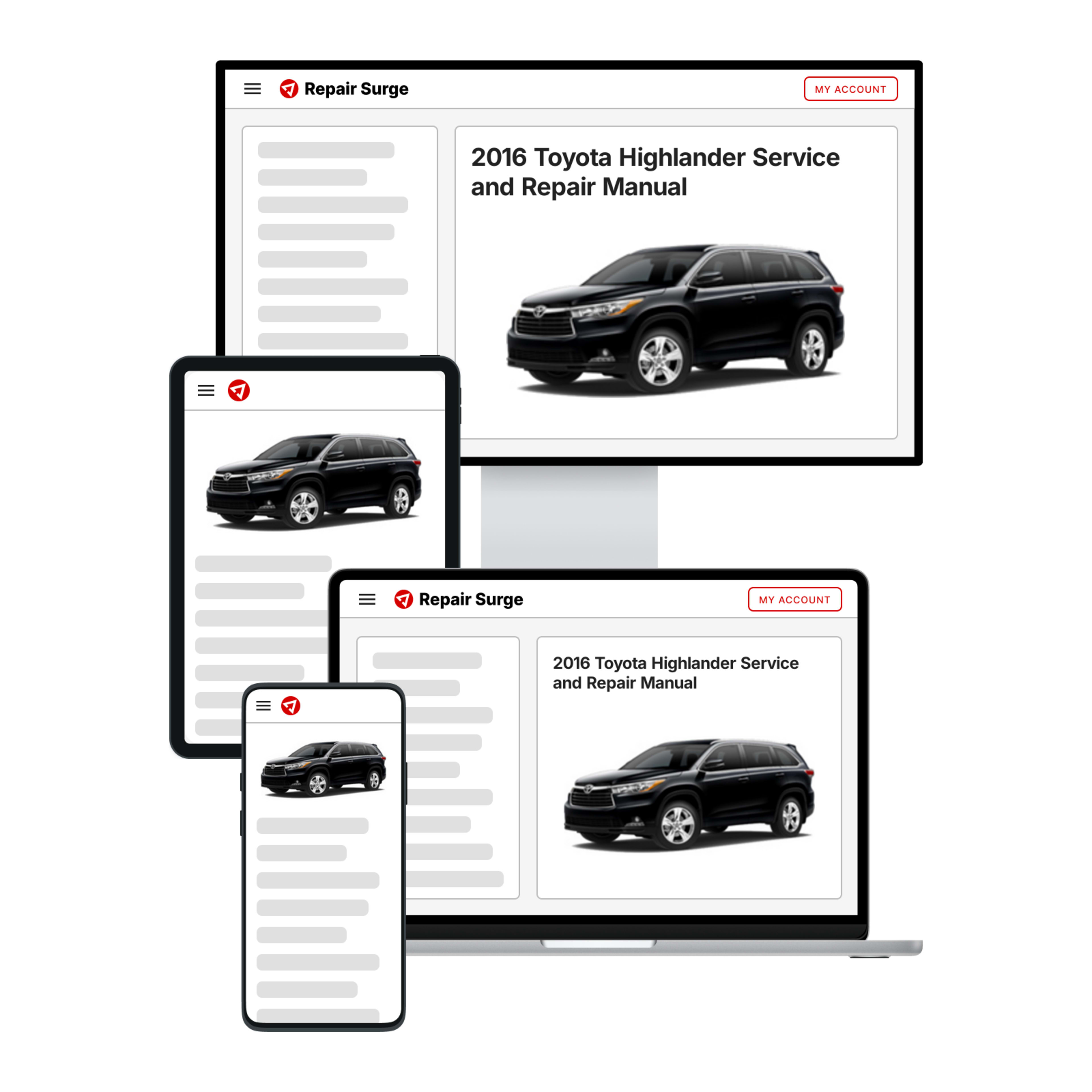 2016 Toyota Highlander service and repair manual hero image