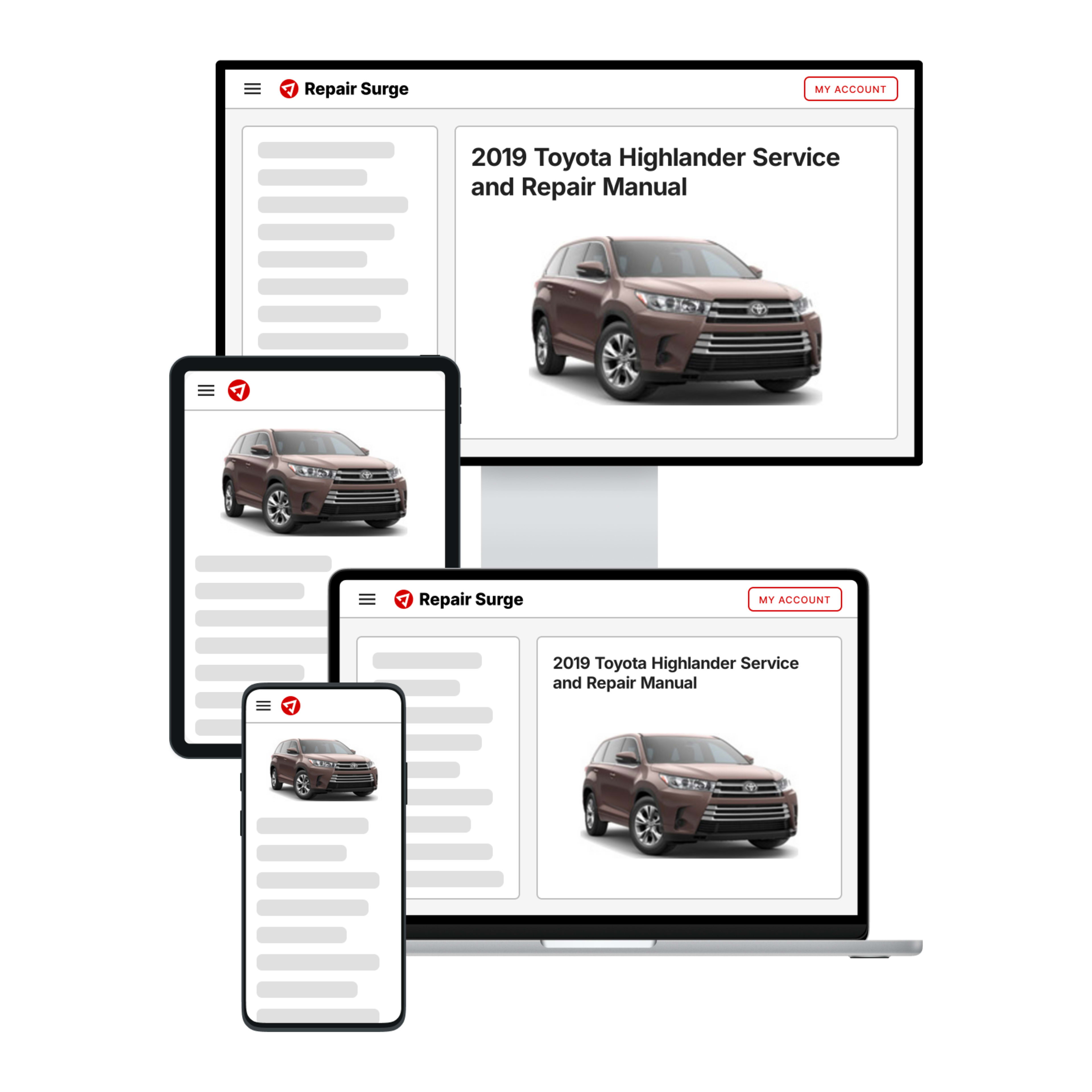 2019 Toyota Highlander service and repair manual hero image
