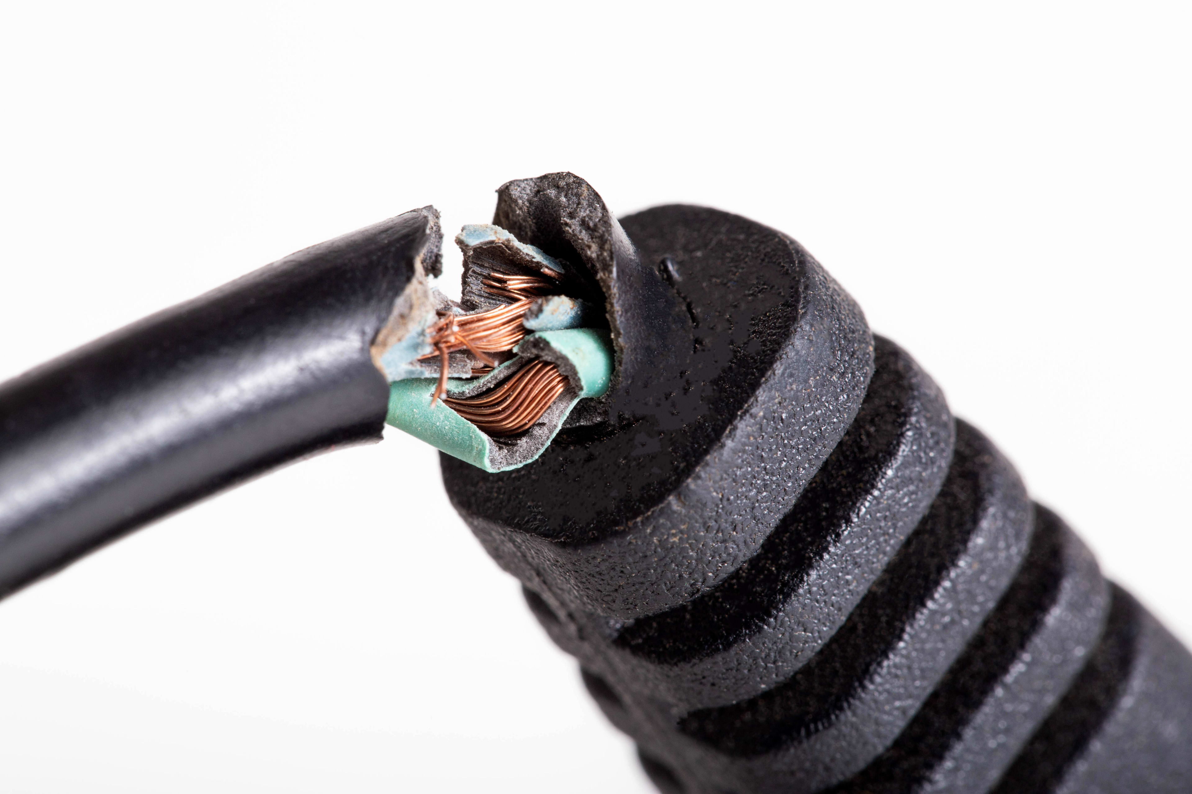A damaged electrical cord.