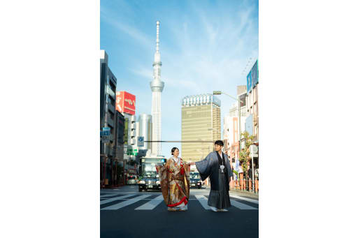 スカイツリー前で