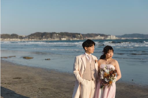 夕景と海