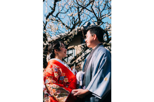 八坂周辺には梅が見えました