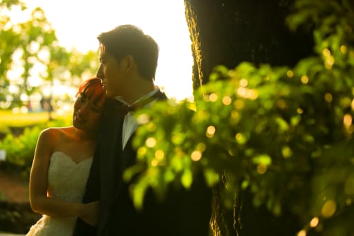 夕焼け間近の若草山で